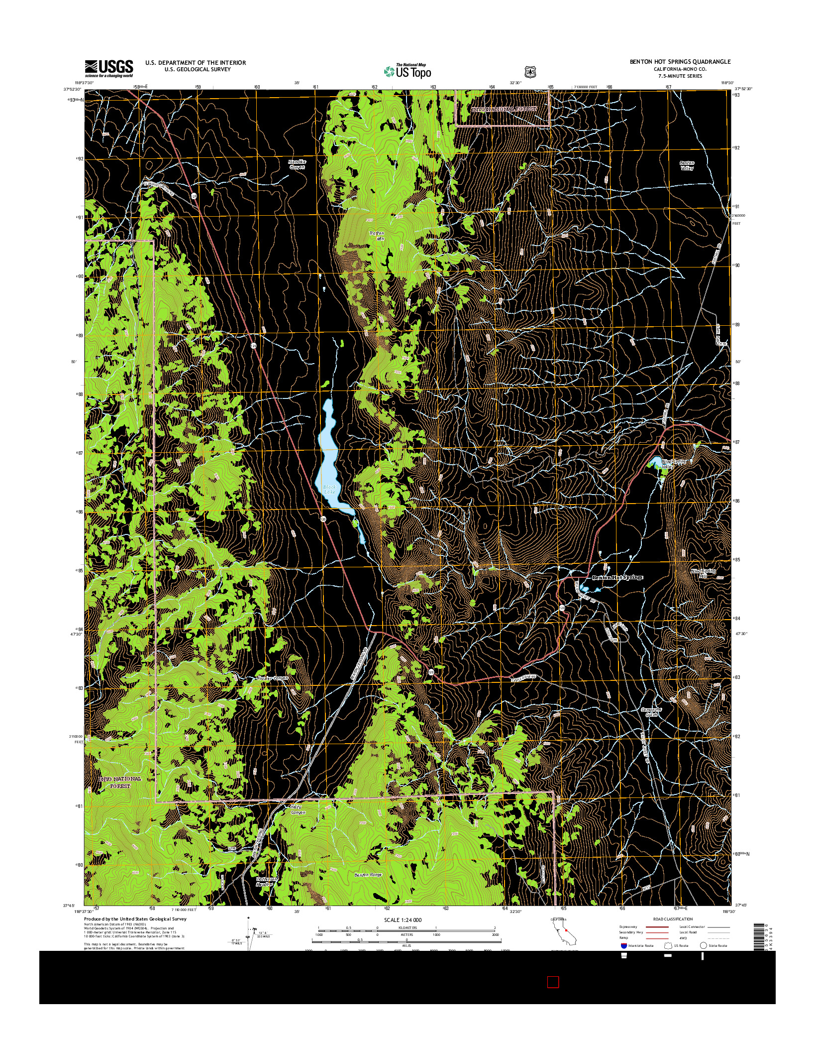 USGS US TOPO 7.5-MINUTE MAP FOR BENTON HOT SPRINGS, CA 2015