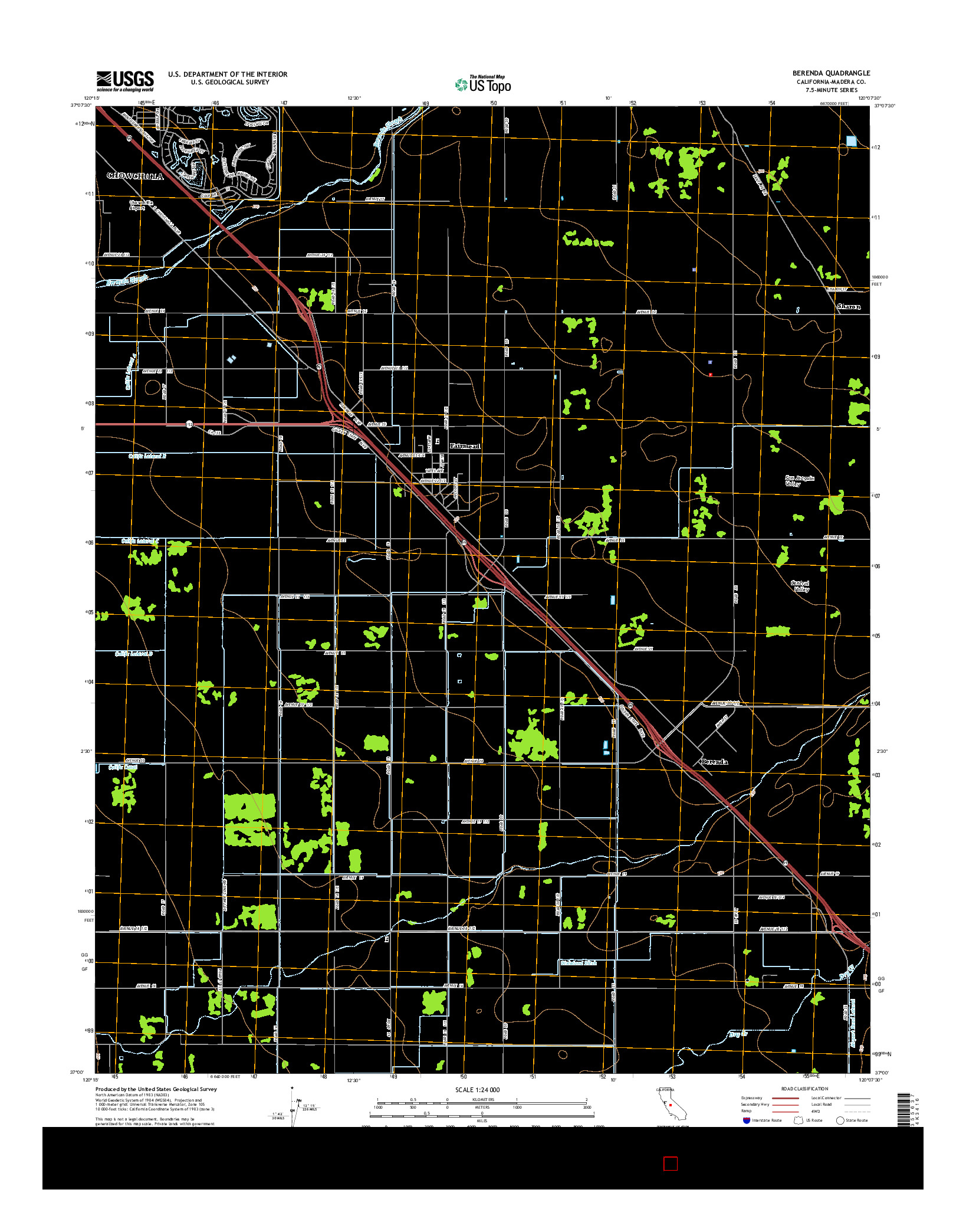 USGS US TOPO 7.5-MINUTE MAP FOR BERENDA, CA 2015