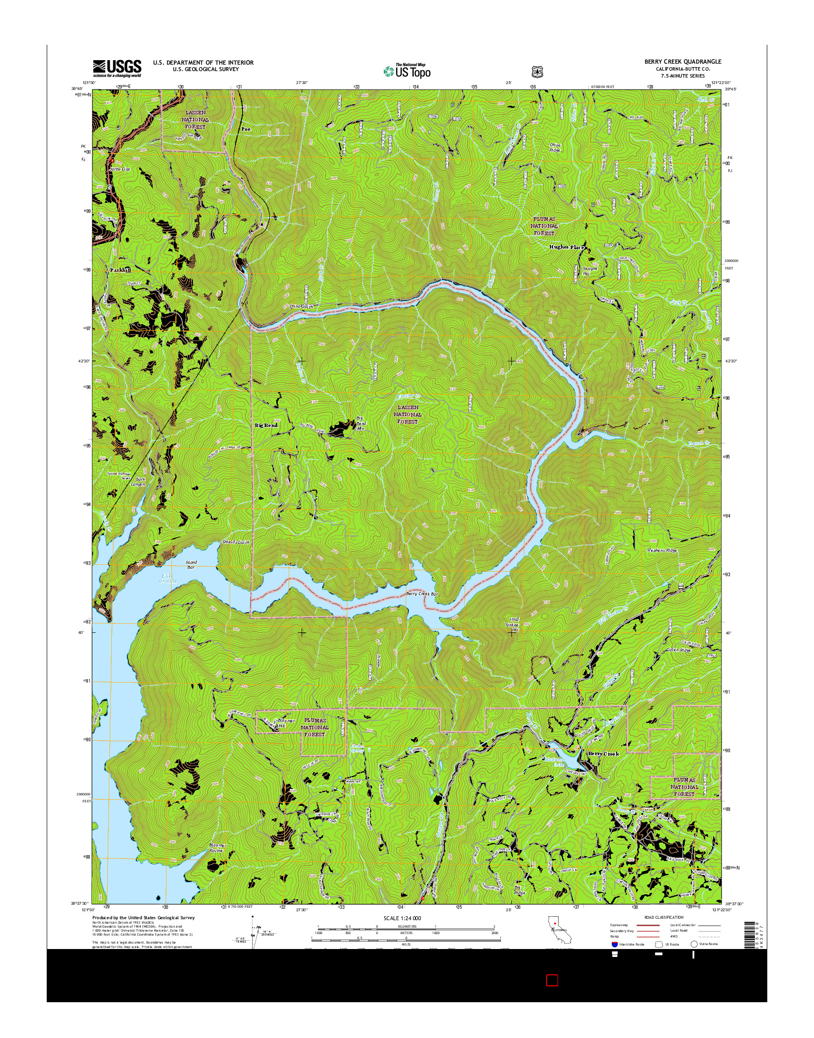 USGS US TOPO 7.5-MINUTE MAP FOR BERRY CREEK, CA 2015