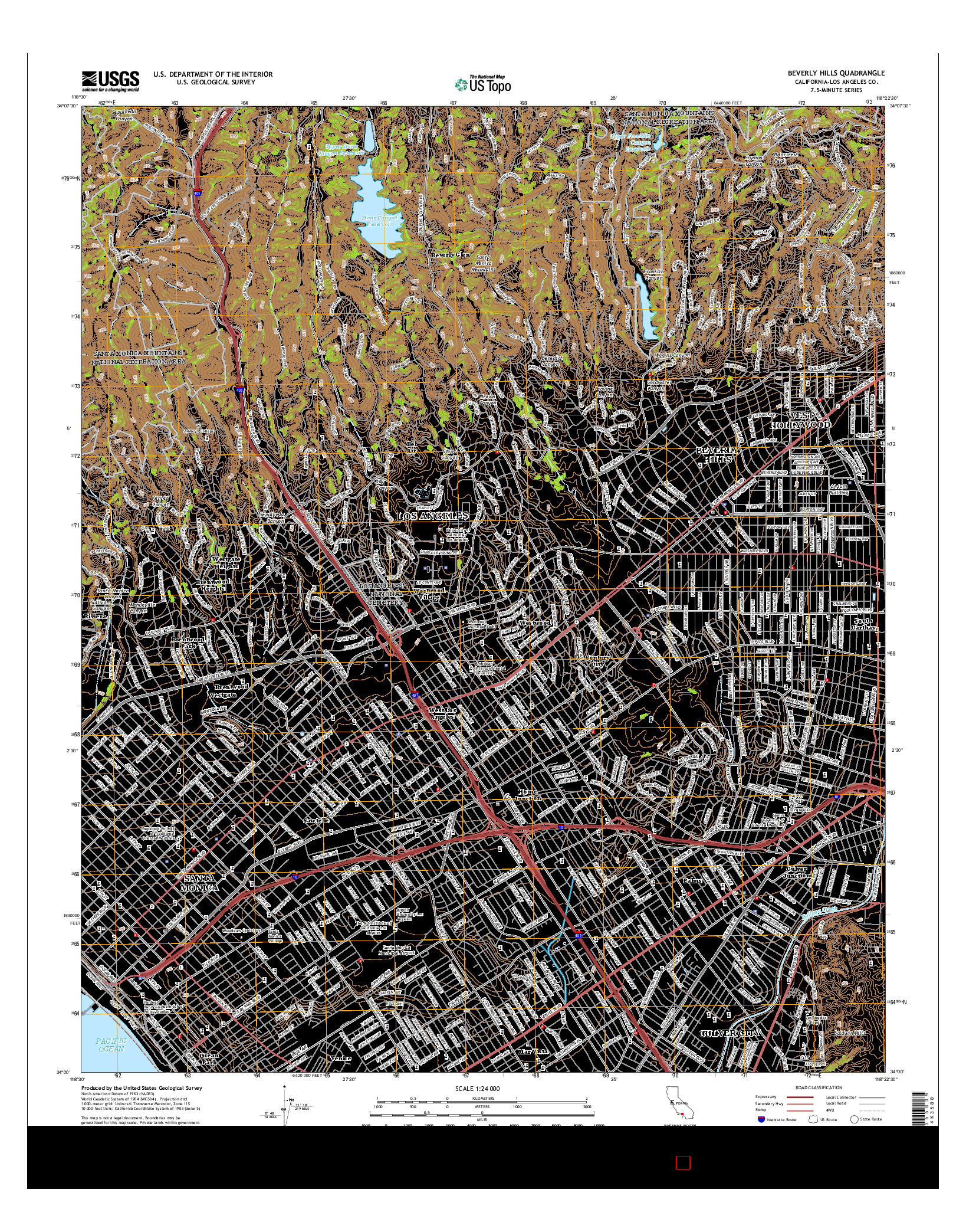 USGS US TOPO 7.5-MINUTE MAP FOR BEVERLY HILLS, CA 2015