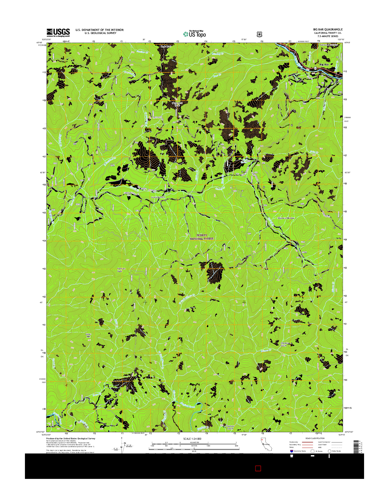 USGS US TOPO 7.5-MINUTE MAP FOR BIG BAR, CA 2015