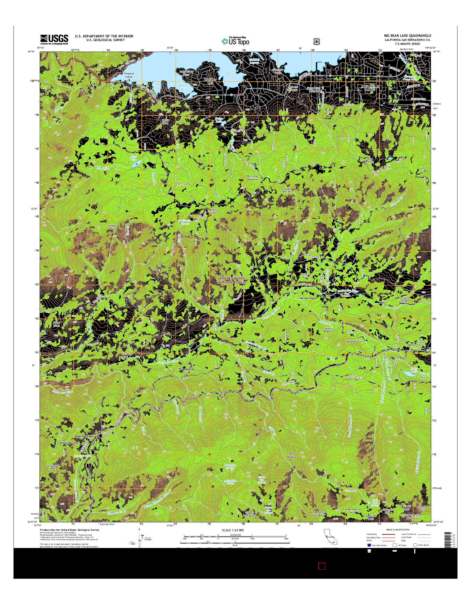 USGS US TOPO 7.5-MINUTE MAP FOR BIG BEAR LAKE, CA 2015