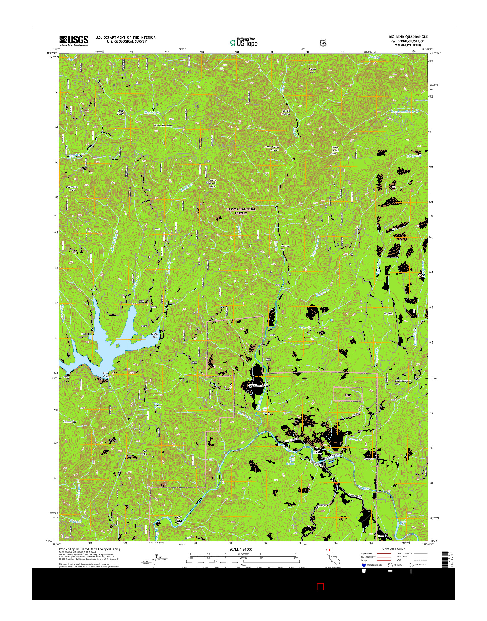 USGS US TOPO 7.5-MINUTE MAP FOR BIG BEND, CA 2015