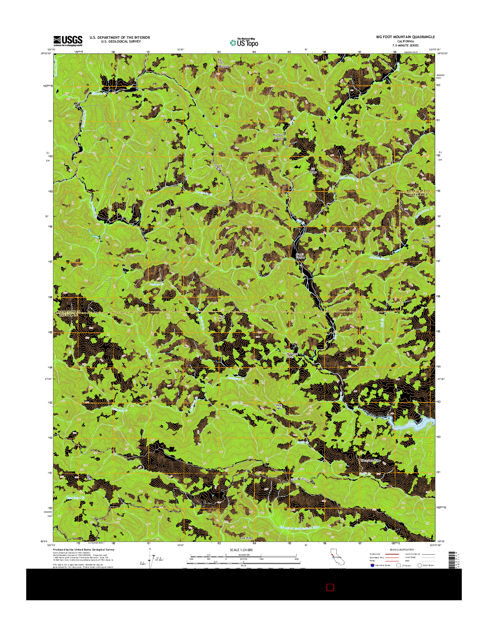 USGS US TOPO 7.5-MINUTE MAP FOR BIG FOOT MOUNTAIN, CA 2015