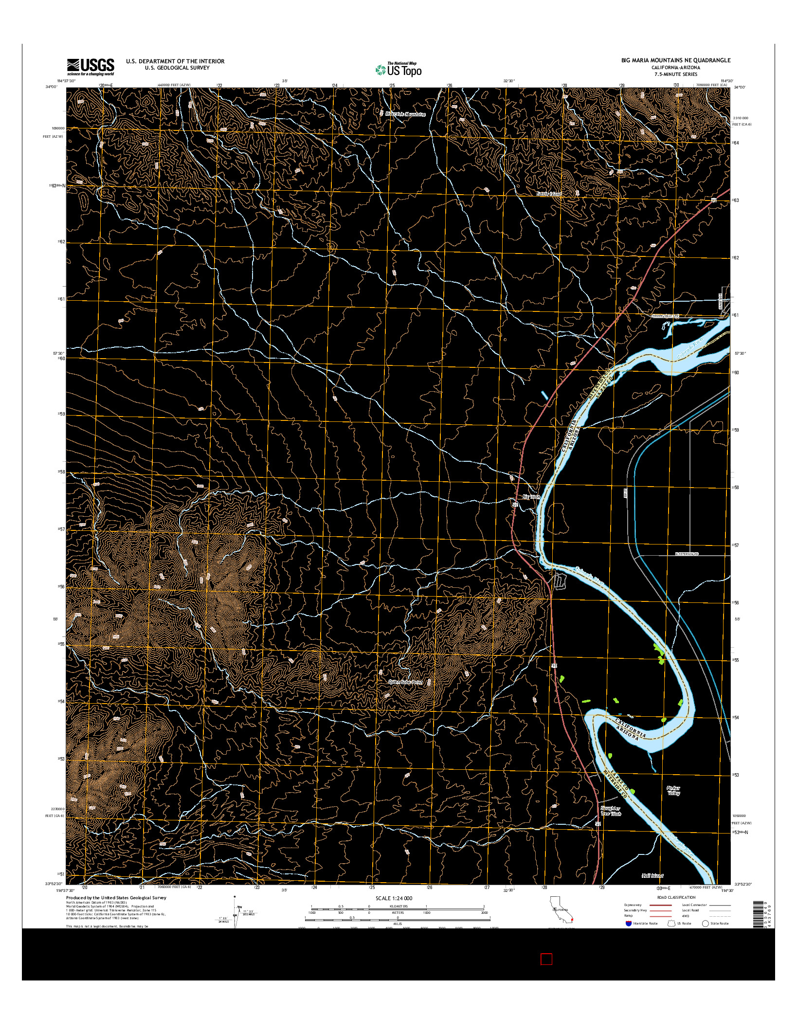 USGS US TOPO 7.5-MINUTE MAP FOR BIG MARIA MOUNTAINS NE, CA-AZ 2015