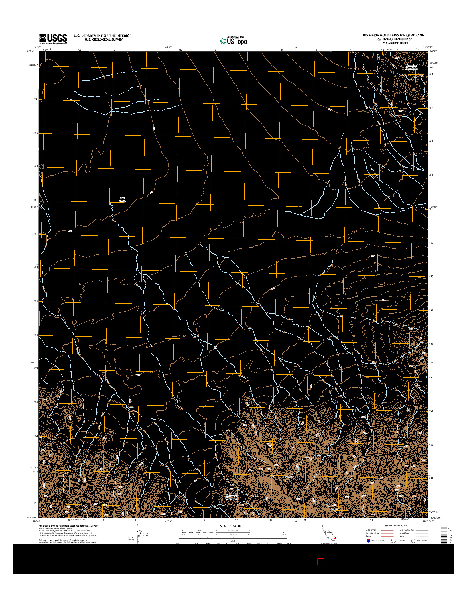 USGS US TOPO 7.5-MINUTE MAP FOR BIG MARIA MOUNTAINS NW, CA 2015