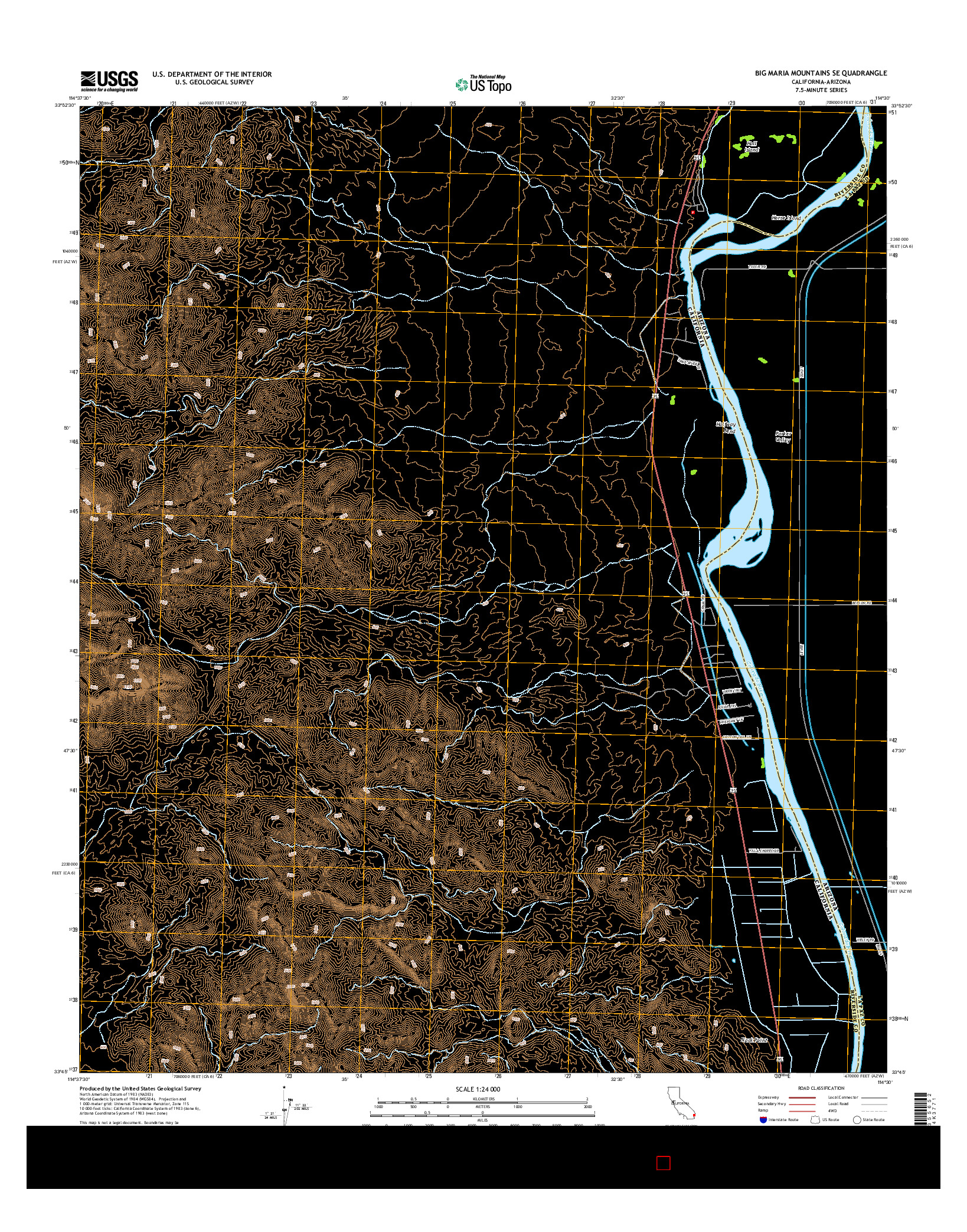 USGS US TOPO 7.5-MINUTE MAP FOR BIG MARIA MOUNTAINS SE, CA-AZ 2015