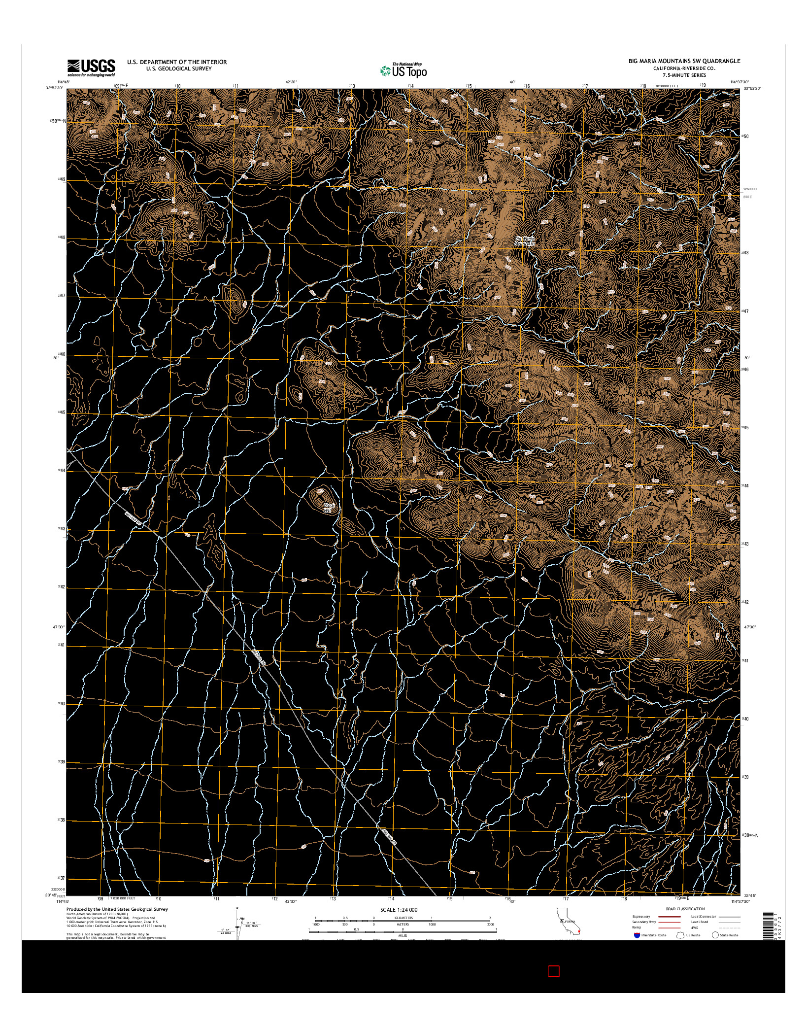 USGS US TOPO 7.5-MINUTE MAP FOR BIG MARIA MOUNTAINS SW, CA 2015