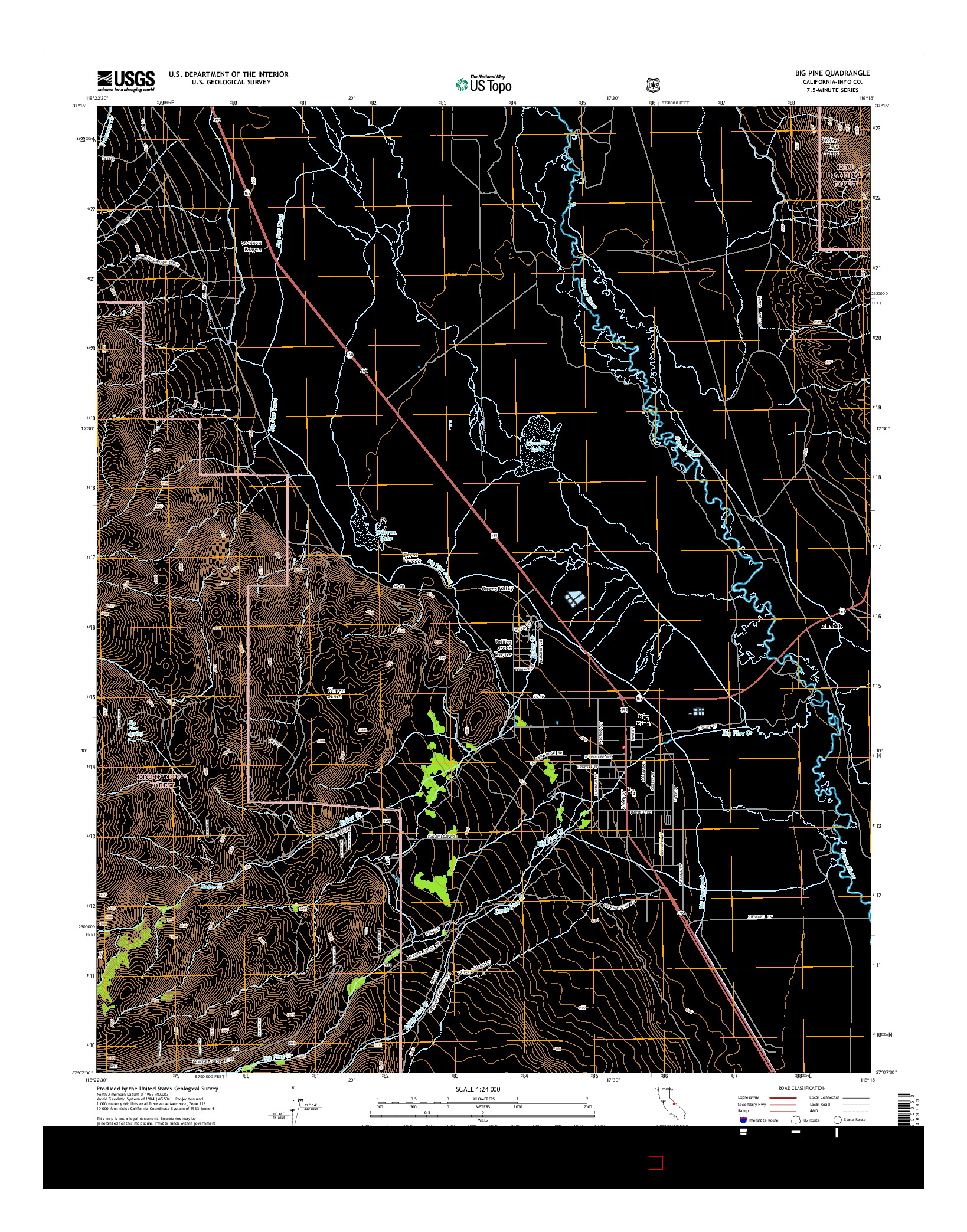 USGS US TOPO 7.5-MINUTE MAP FOR BIG PINE, CA 2015