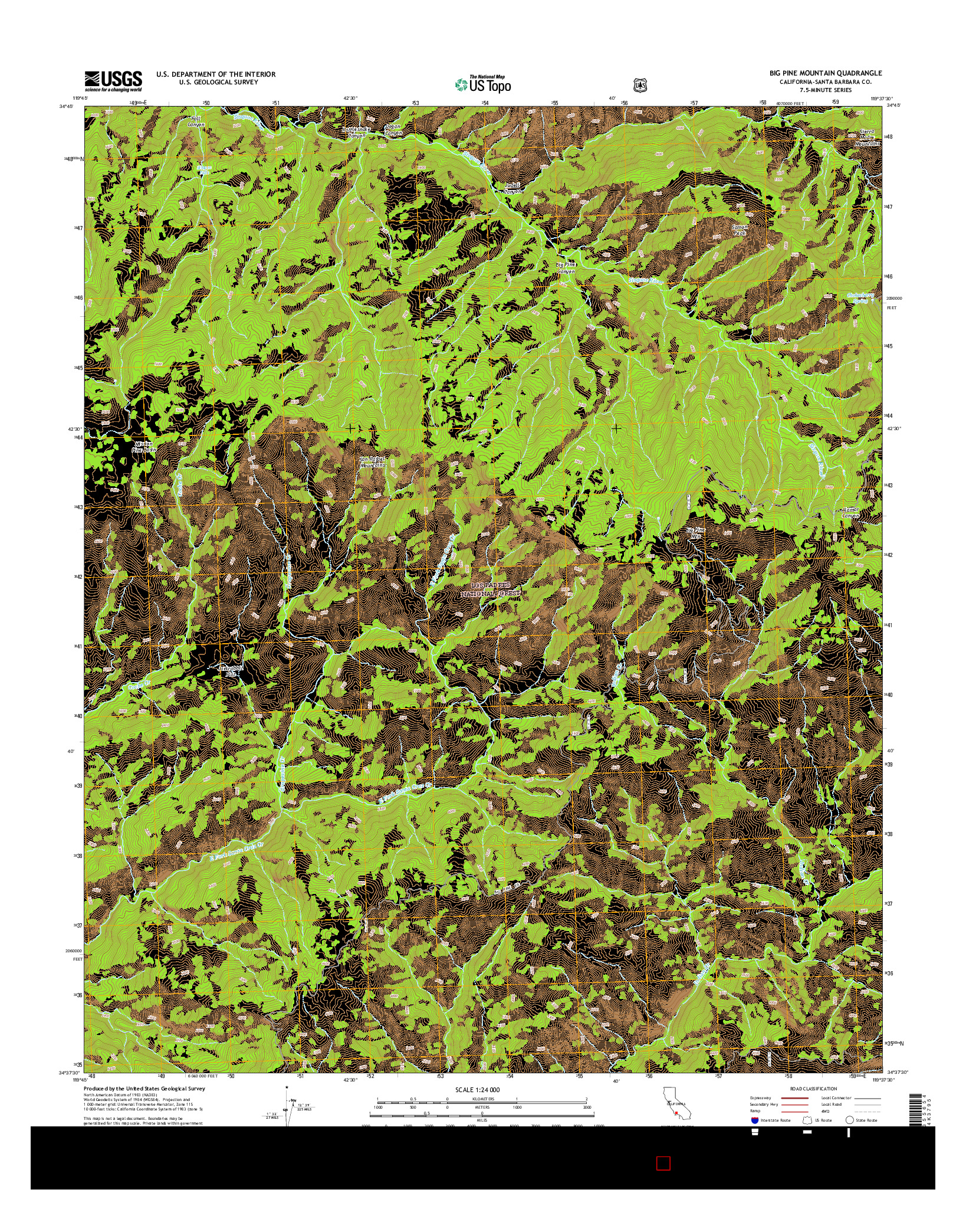 USGS US TOPO 7.5-MINUTE MAP FOR BIG PINE MOUNTAIN, CA 2015