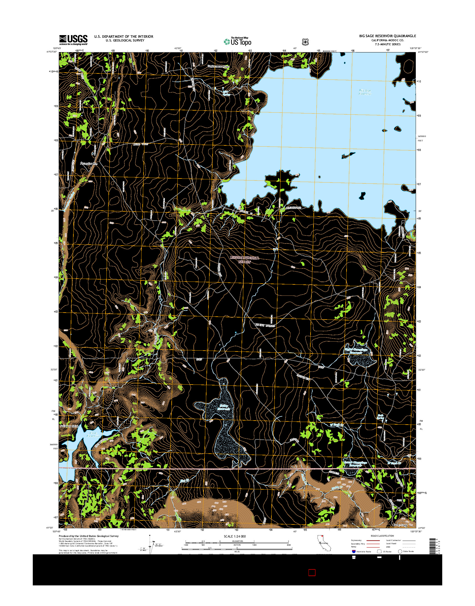 USGS US TOPO 7.5-MINUTE MAP FOR BIG SAGE RESERVOIR, CA 2015