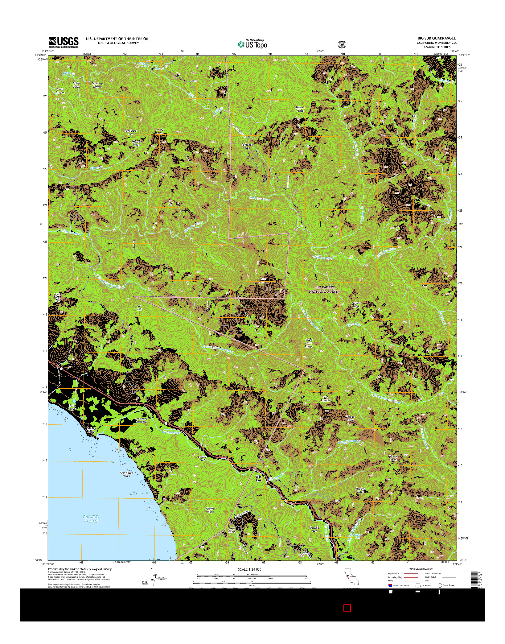 USGS US TOPO 7.5-MINUTE MAP FOR BIG SUR, CA 2015