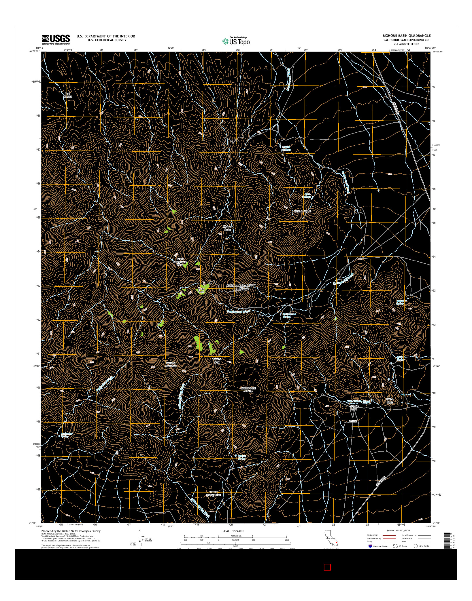 USGS US TOPO 7.5-MINUTE MAP FOR BIGHORN BASIN, CA 2015