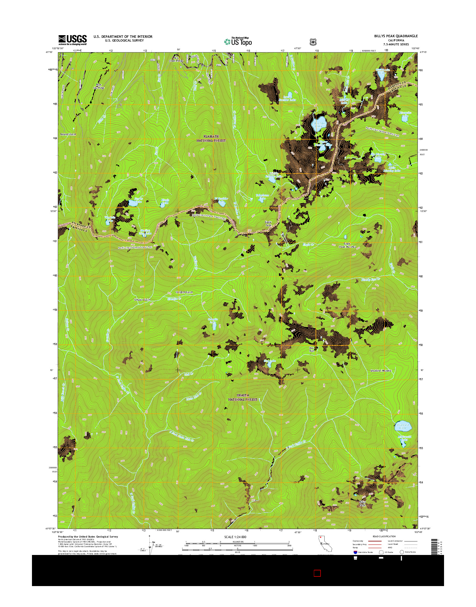 USGS US TOPO 7.5-MINUTE MAP FOR BILLYS PEAK, CA 2015