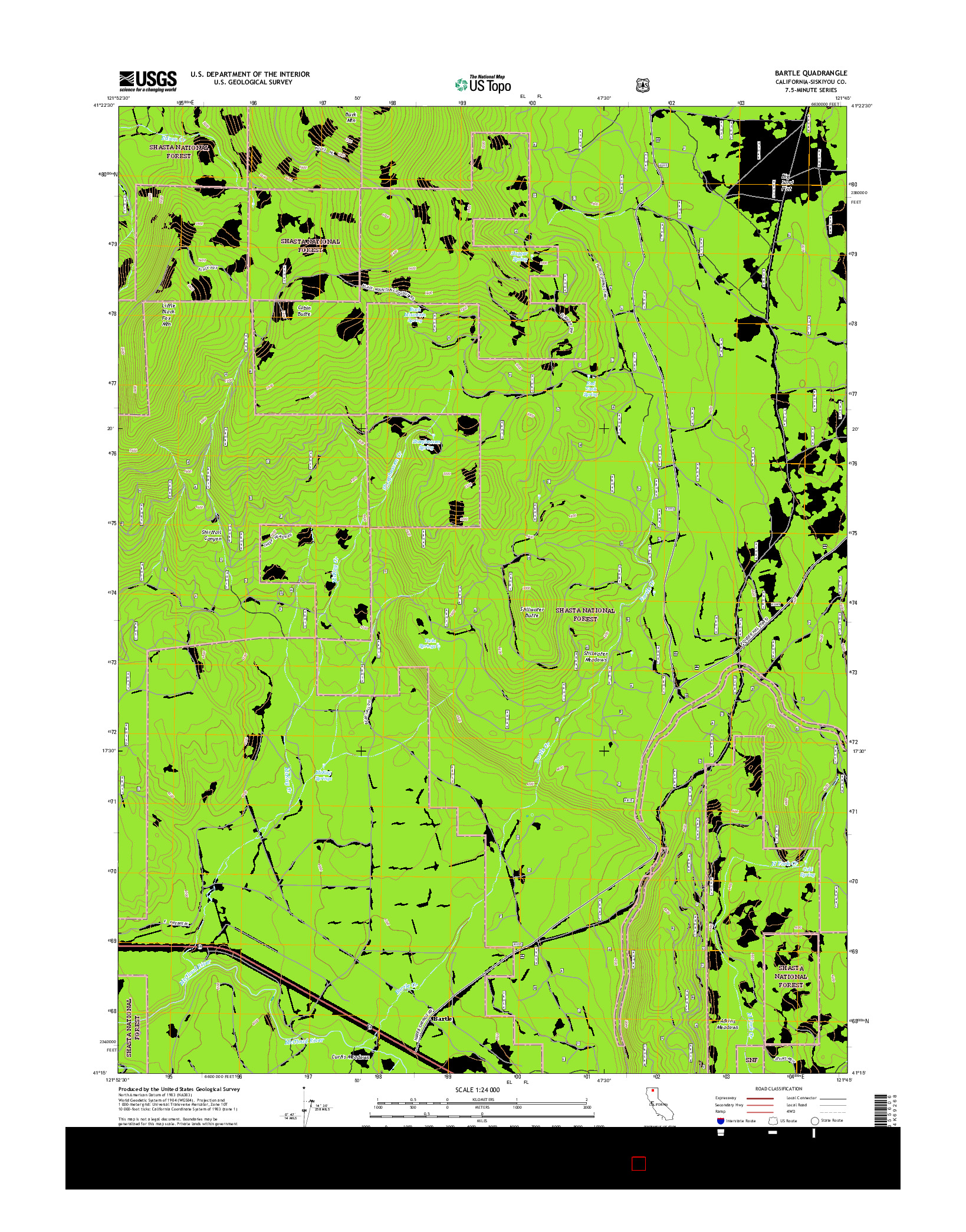 USGS US TOPO 7.5-MINUTE MAP FOR BARTLE, CA 2015
