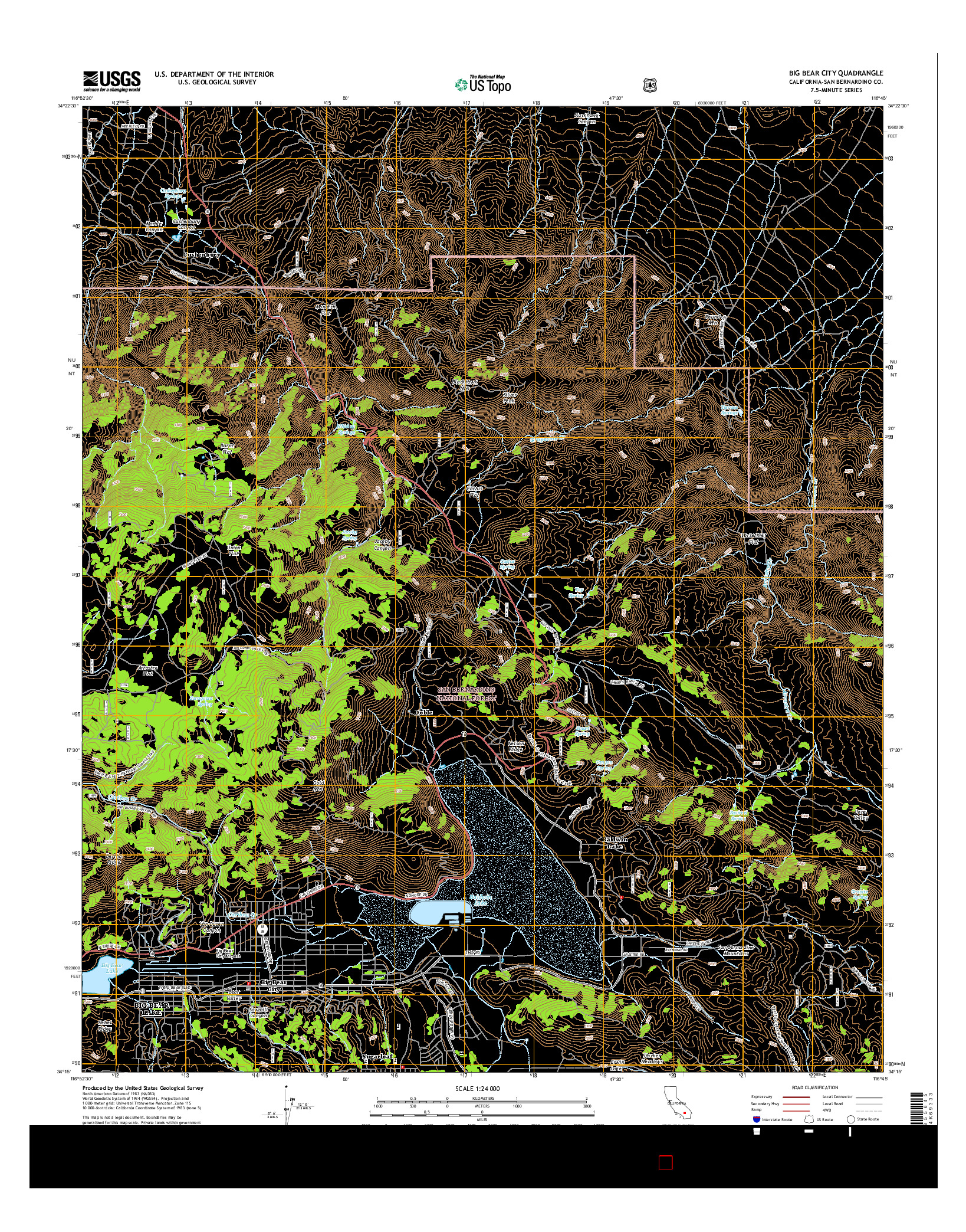 USGS US TOPO 7.5-MINUTE MAP FOR BIG BEAR CITY, CA 2015