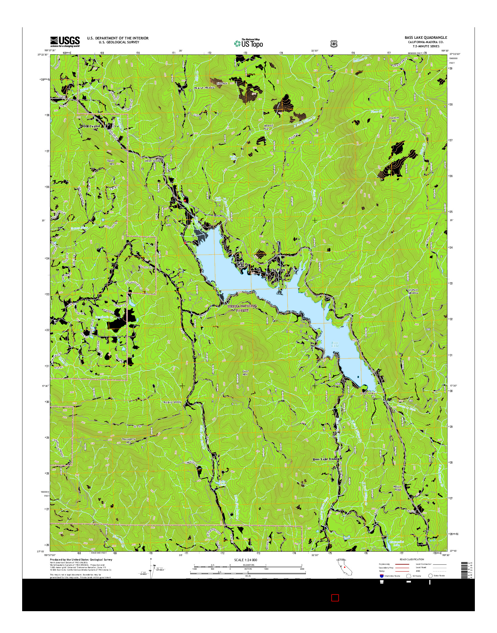 USGS US TOPO 7.5-MINUTE MAP FOR BASS LAKE, CA 2015