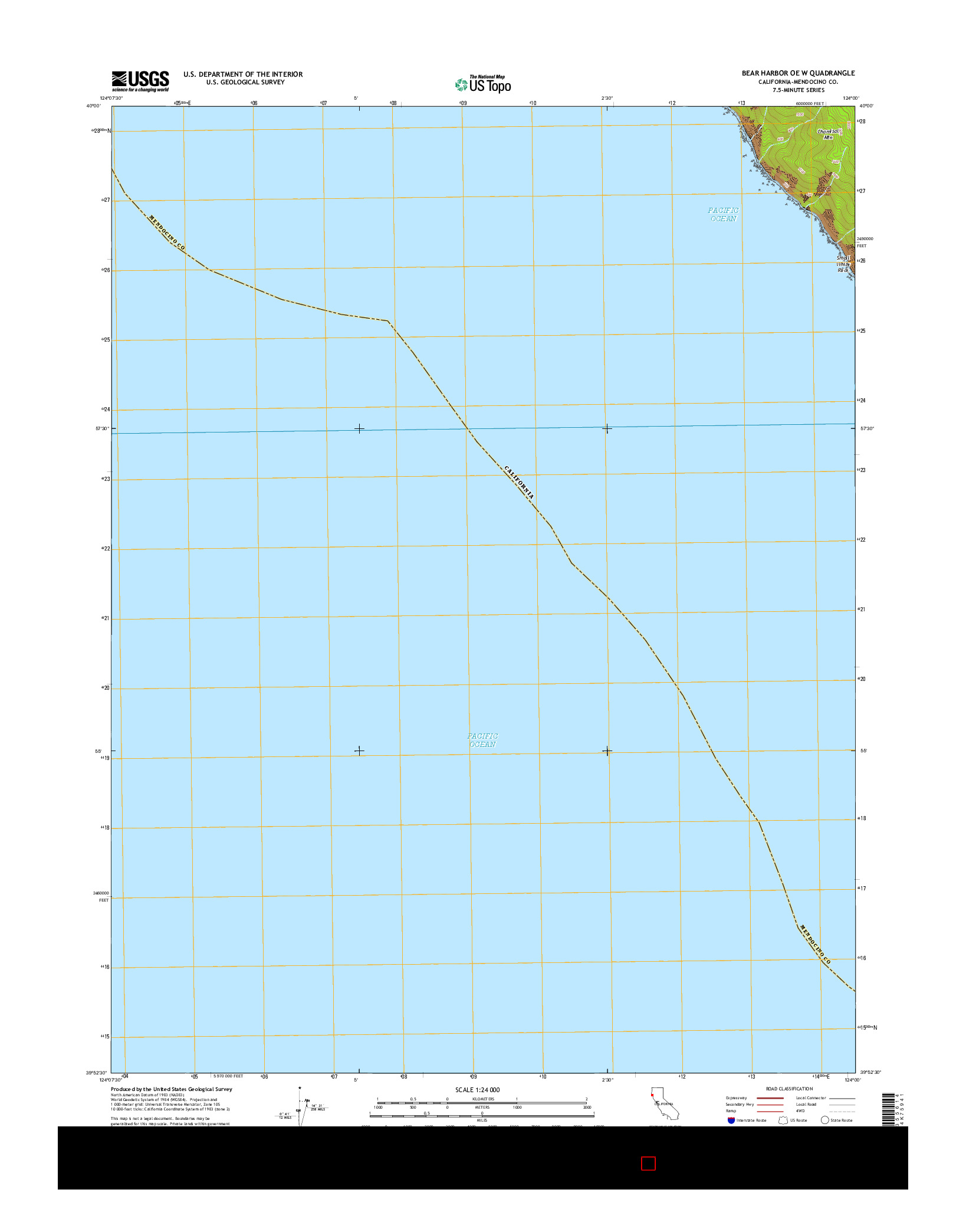 USGS US TOPO 7.5-MINUTE MAP FOR BEAR HARBOR OE W, CA 2015
