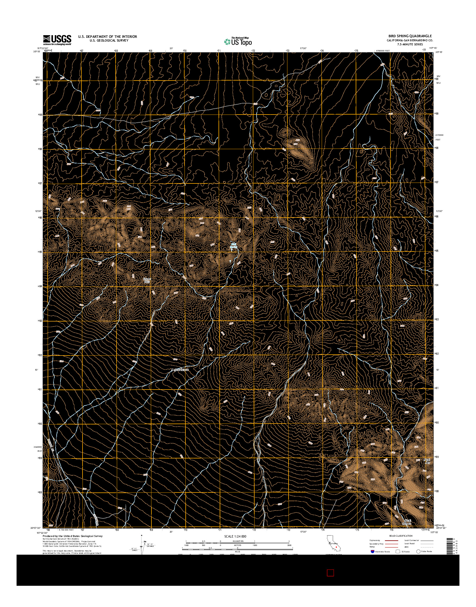 USGS US TOPO 7.5-MINUTE MAP FOR BIRD SPRING, CA 2015