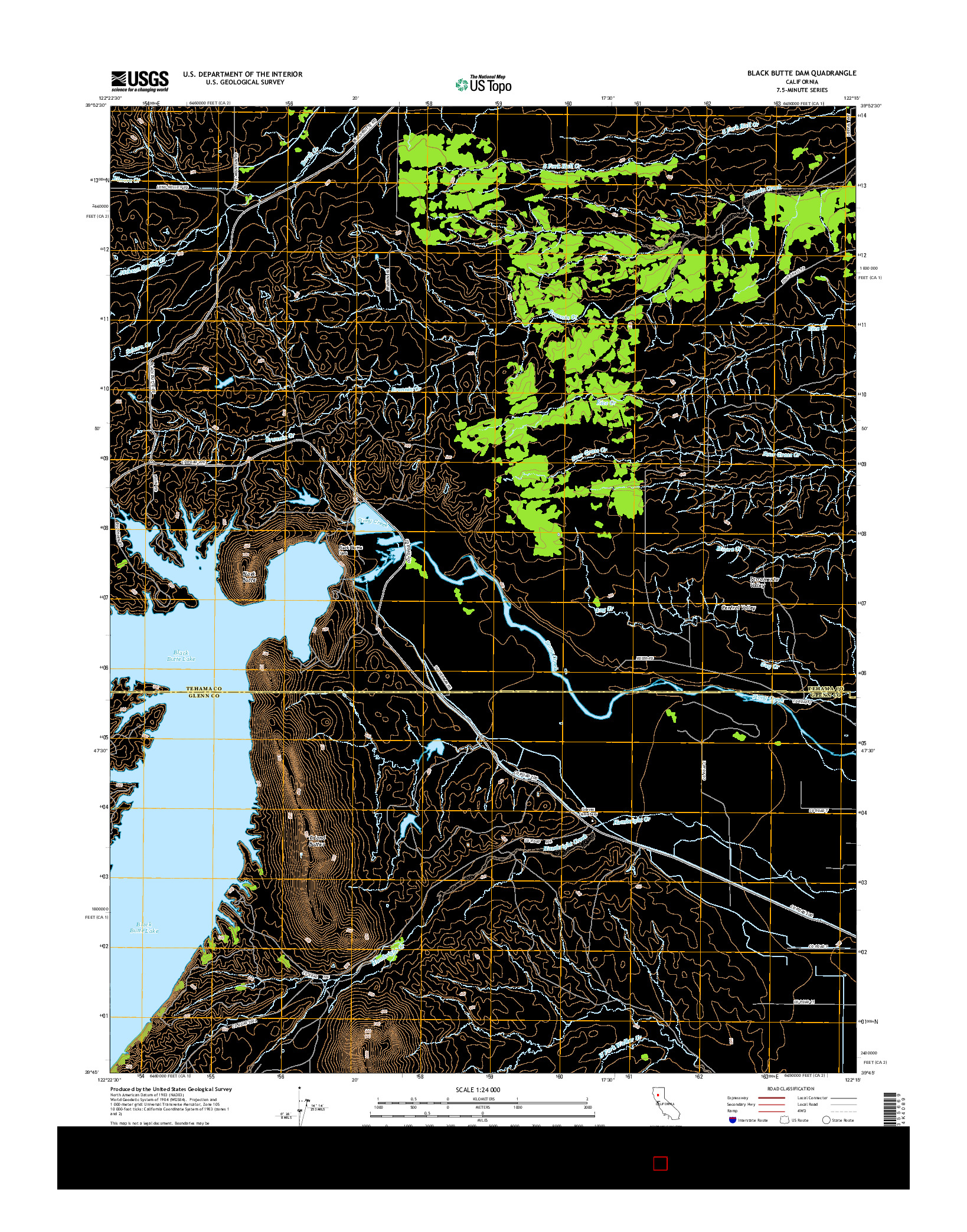 USGS US TOPO 7.5-MINUTE MAP FOR BLACK BUTTE DAM, CA 2015