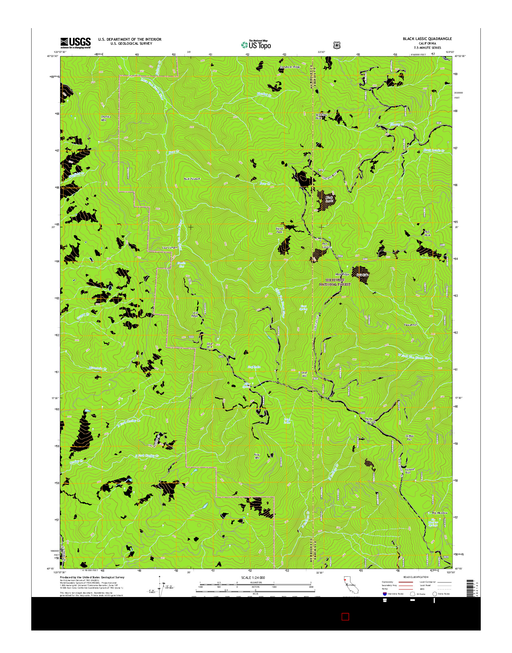 USGS US TOPO 7.5-MINUTE MAP FOR BLACK LASSIC, CA 2015