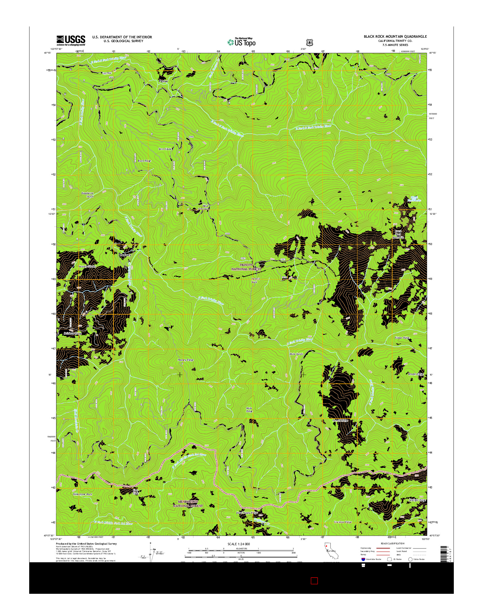 USGS US TOPO 7.5-MINUTE MAP FOR BLACK ROCK MOUNTAIN, CA 2015