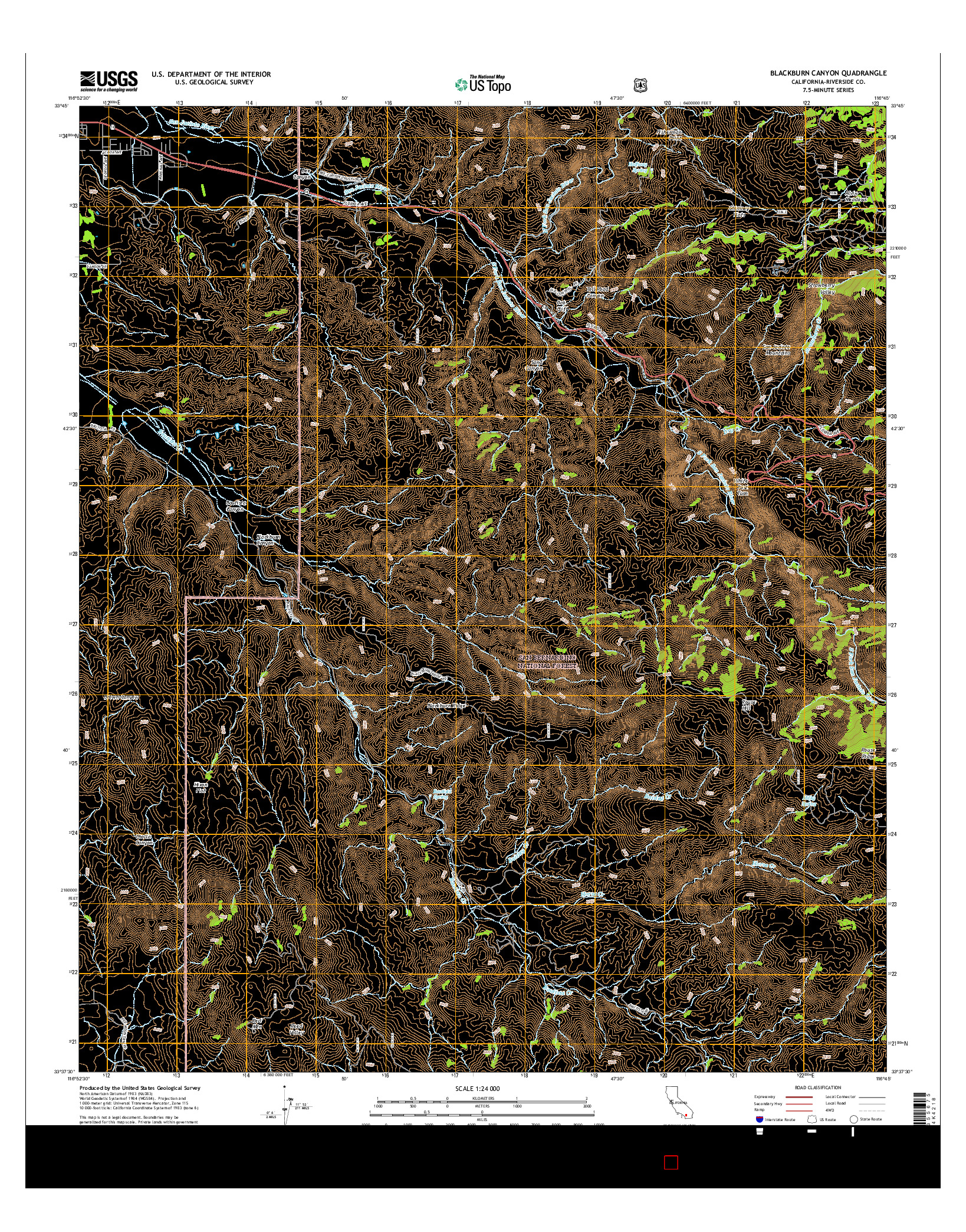 USGS US TOPO 7.5-MINUTE MAP FOR BLACKBURN CANYON, CA 2015