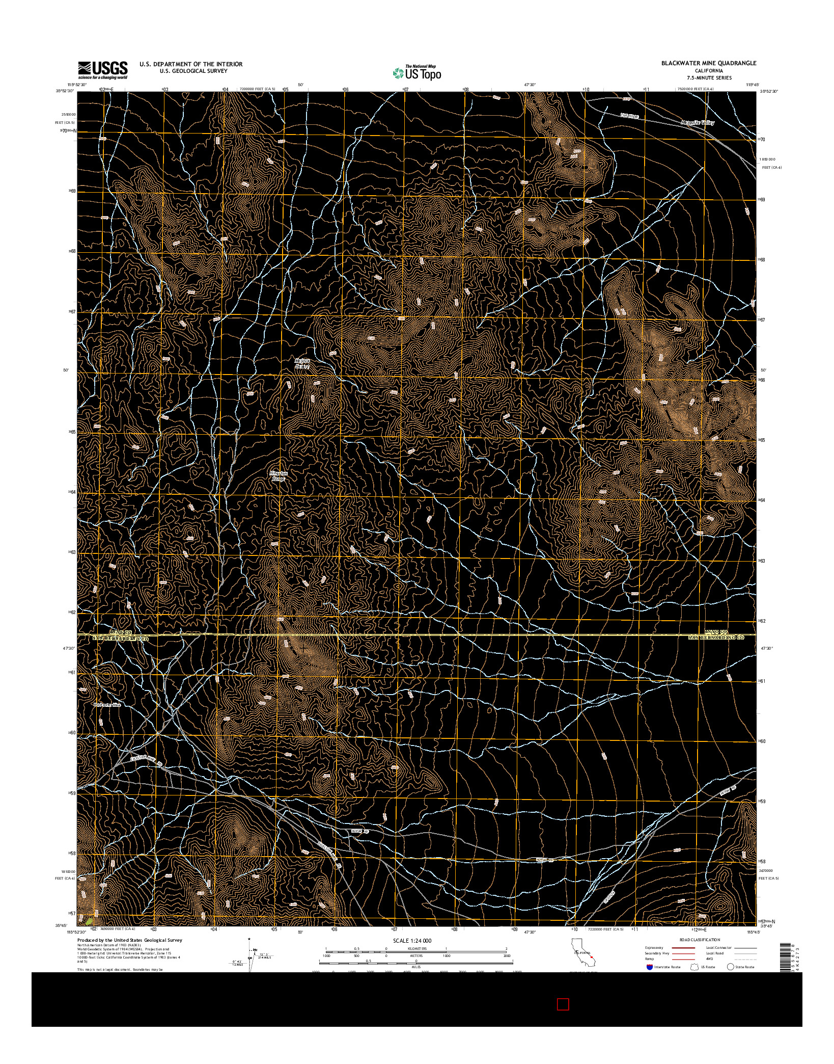 USGS US TOPO 7.5-MINUTE MAP FOR BLACKWATER MINE, CA 2015