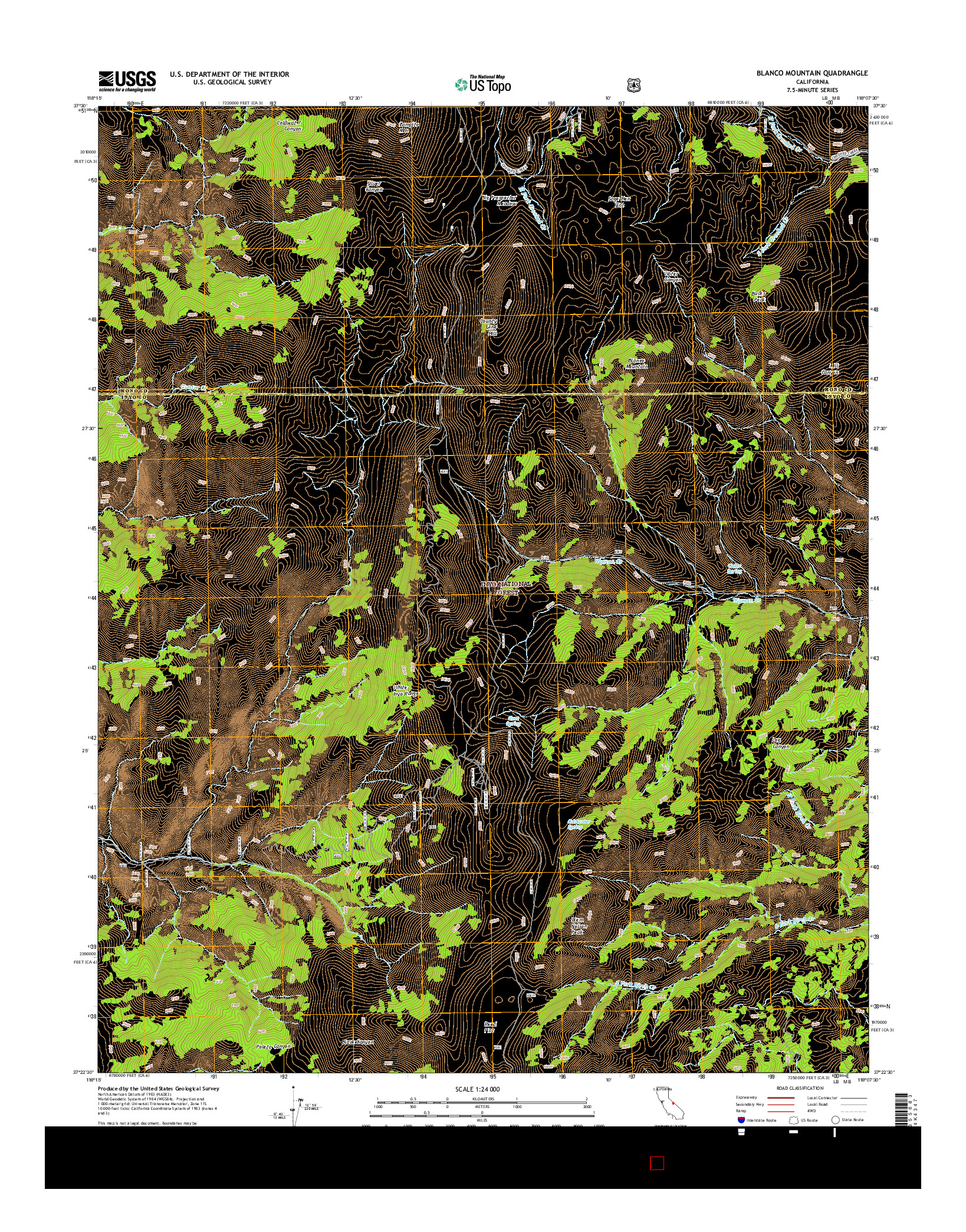 USGS US TOPO 7.5-MINUTE MAP FOR BLANCO MOUNTAIN, CA 2015