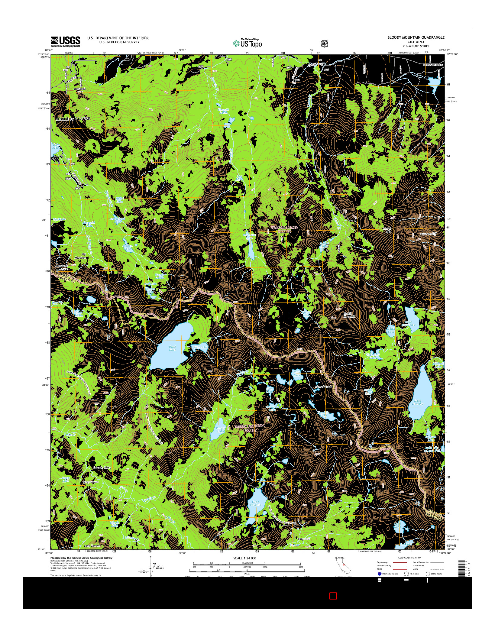 USGS US TOPO 7.5-MINUTE MAP FOR BLOODY MOUNTAIN, CA 2015