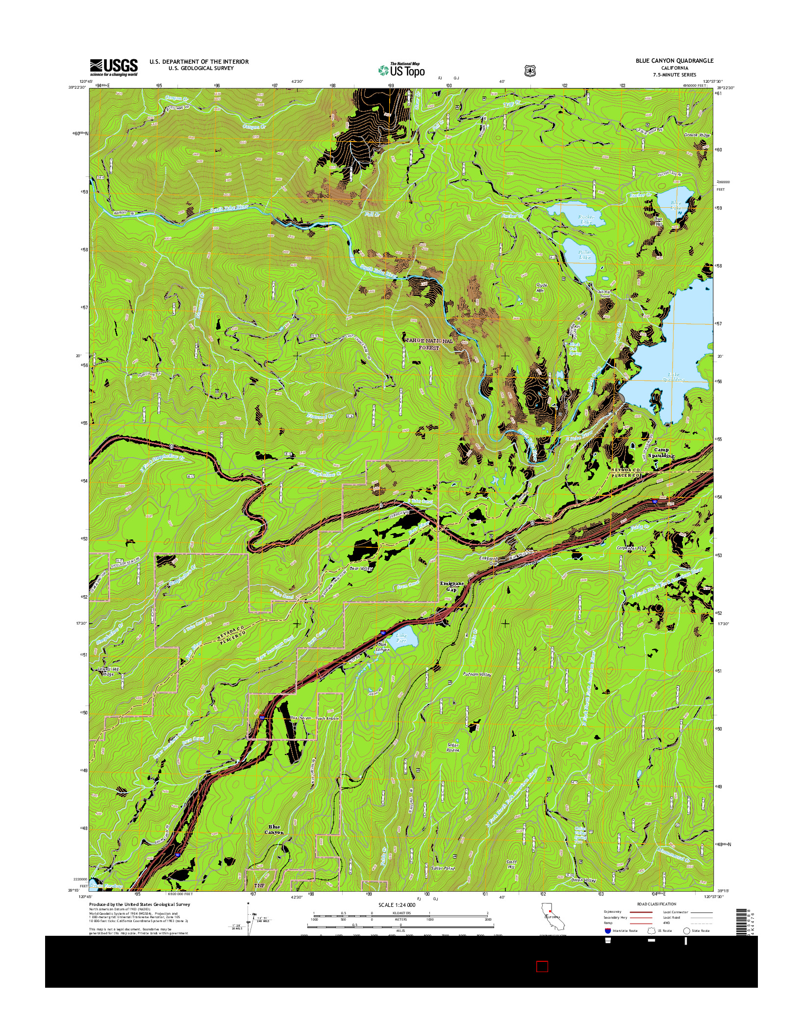 USGS US TOPO 7.5-MINUTE MAP FOR BLUE CANYON, CA 2015