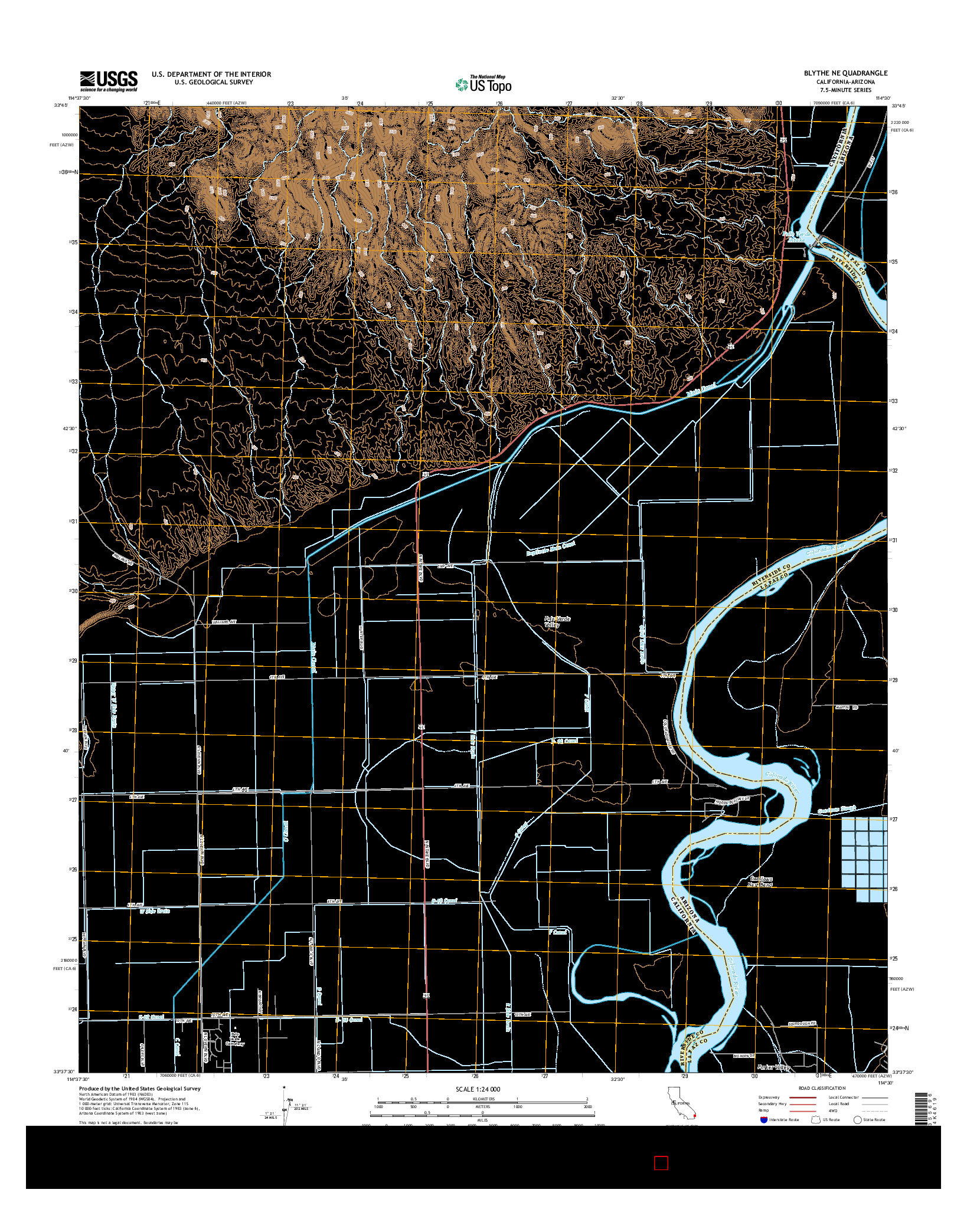 USGS US TOPO 7.5-MINUTE MAP FOR BLYTHE NE, CA-AZ 2015