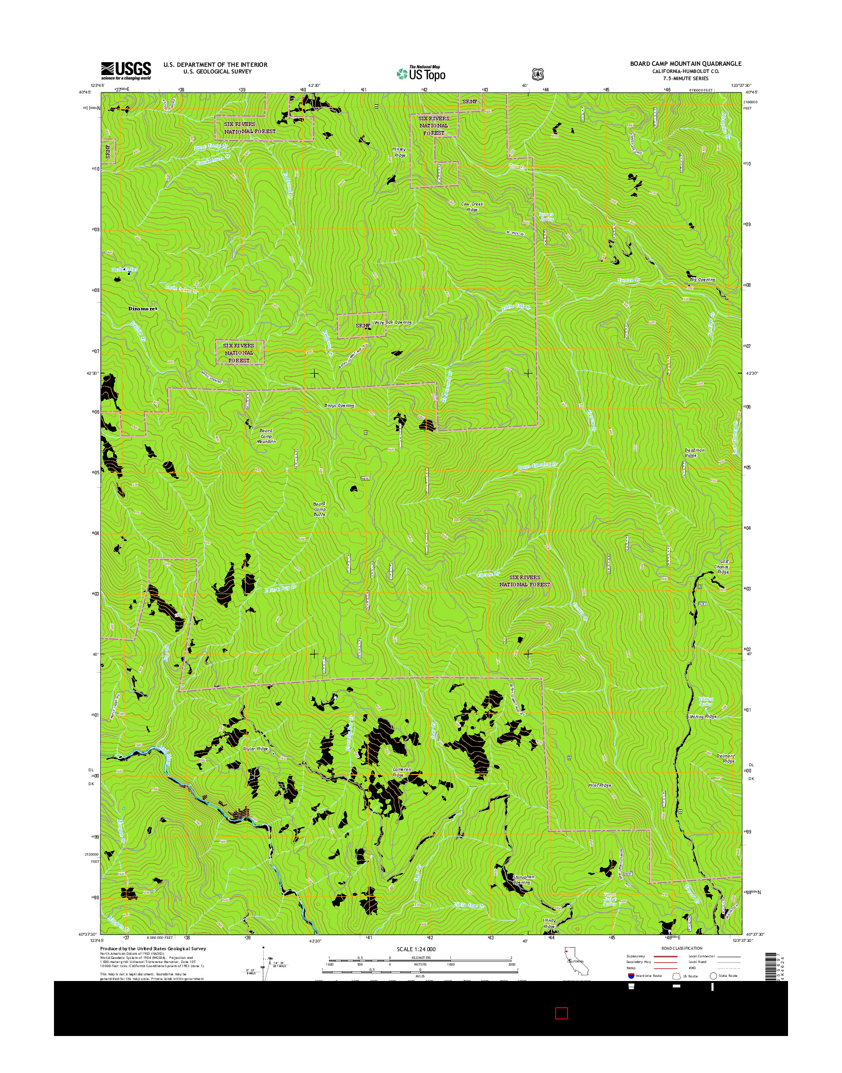 USGS US TOPO 7.5-MINUTE MAP FOR BOARD CAMP MOUNTAIN, CA 2015