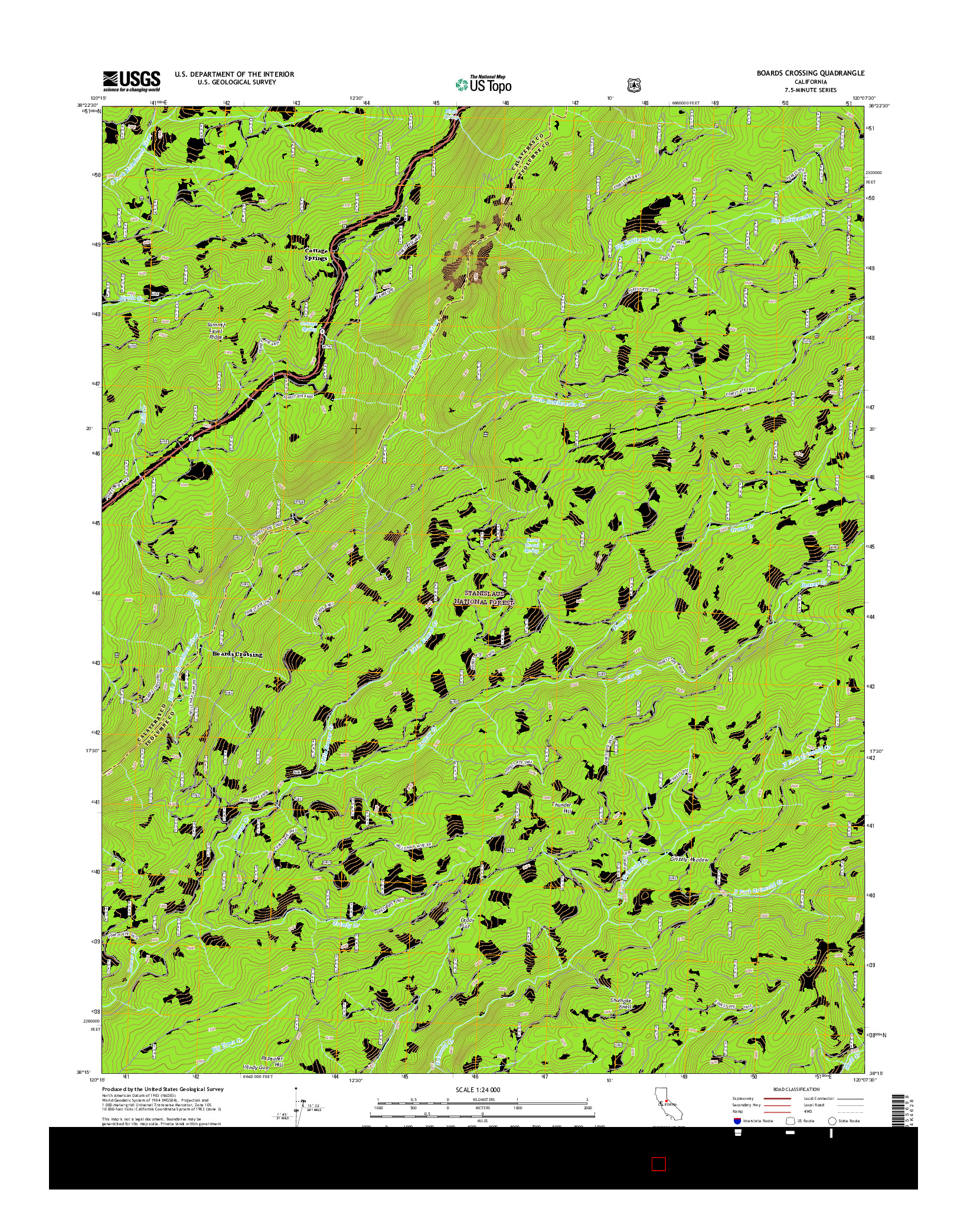 USGS US TOPO 7.5-MINUTE MAP FOR BOARDS CROSSING, CA 2015