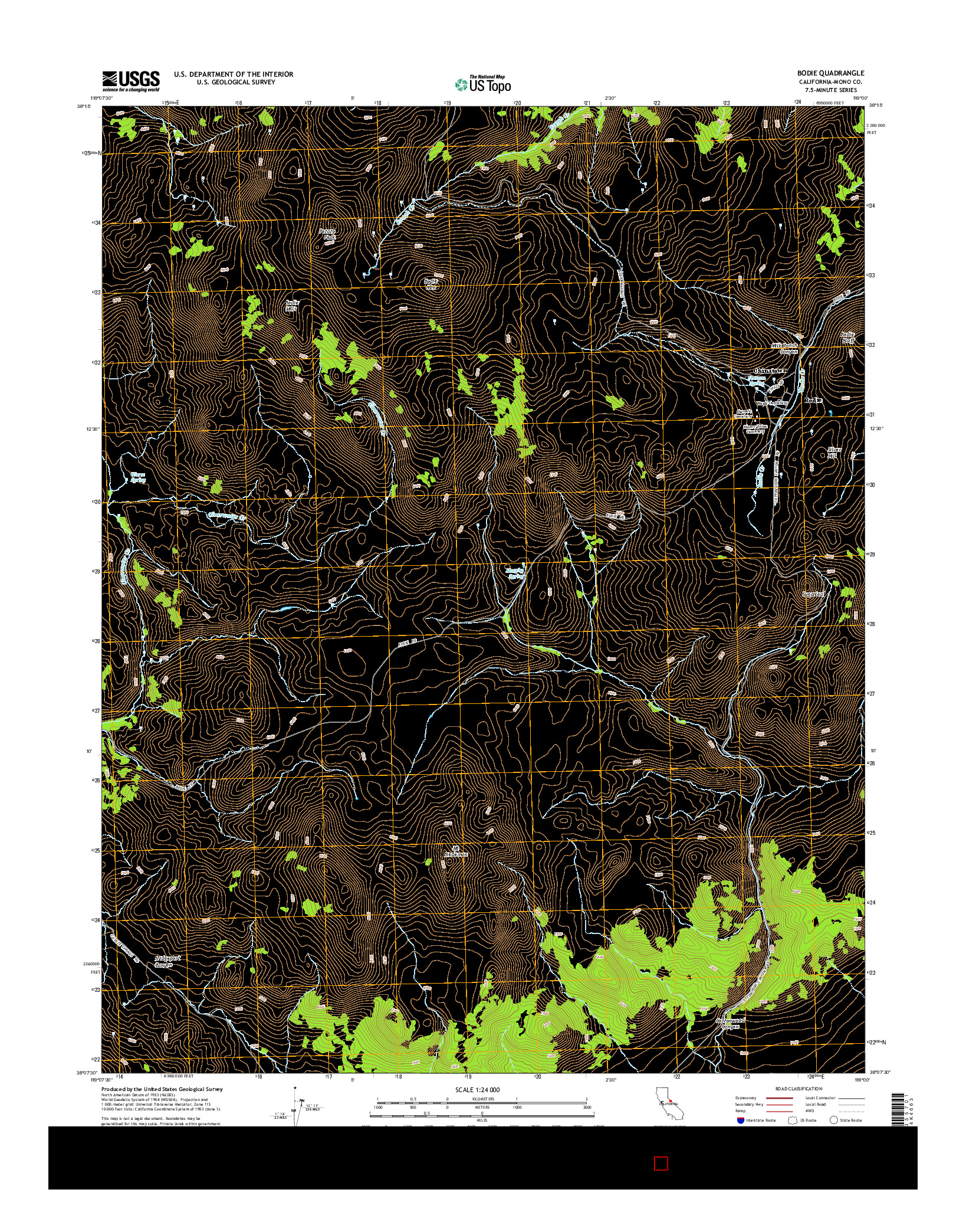 USGS US TOPO 7.5-MINUTE MAP FOR BODIE, CA 2015