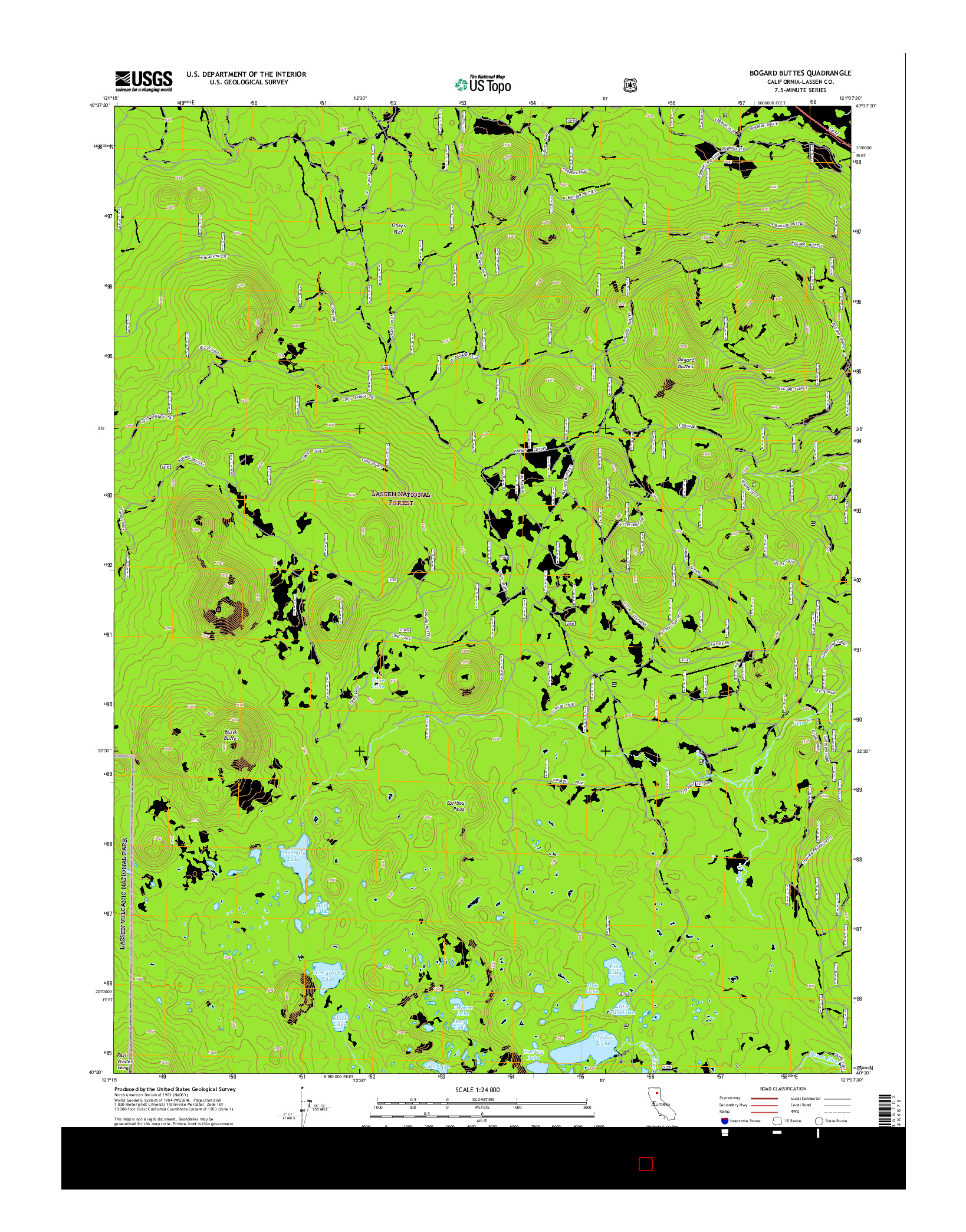 USGS US TOPO 7.5-MINUTE MAP FOR BOGARD BUTTES, CA 2015