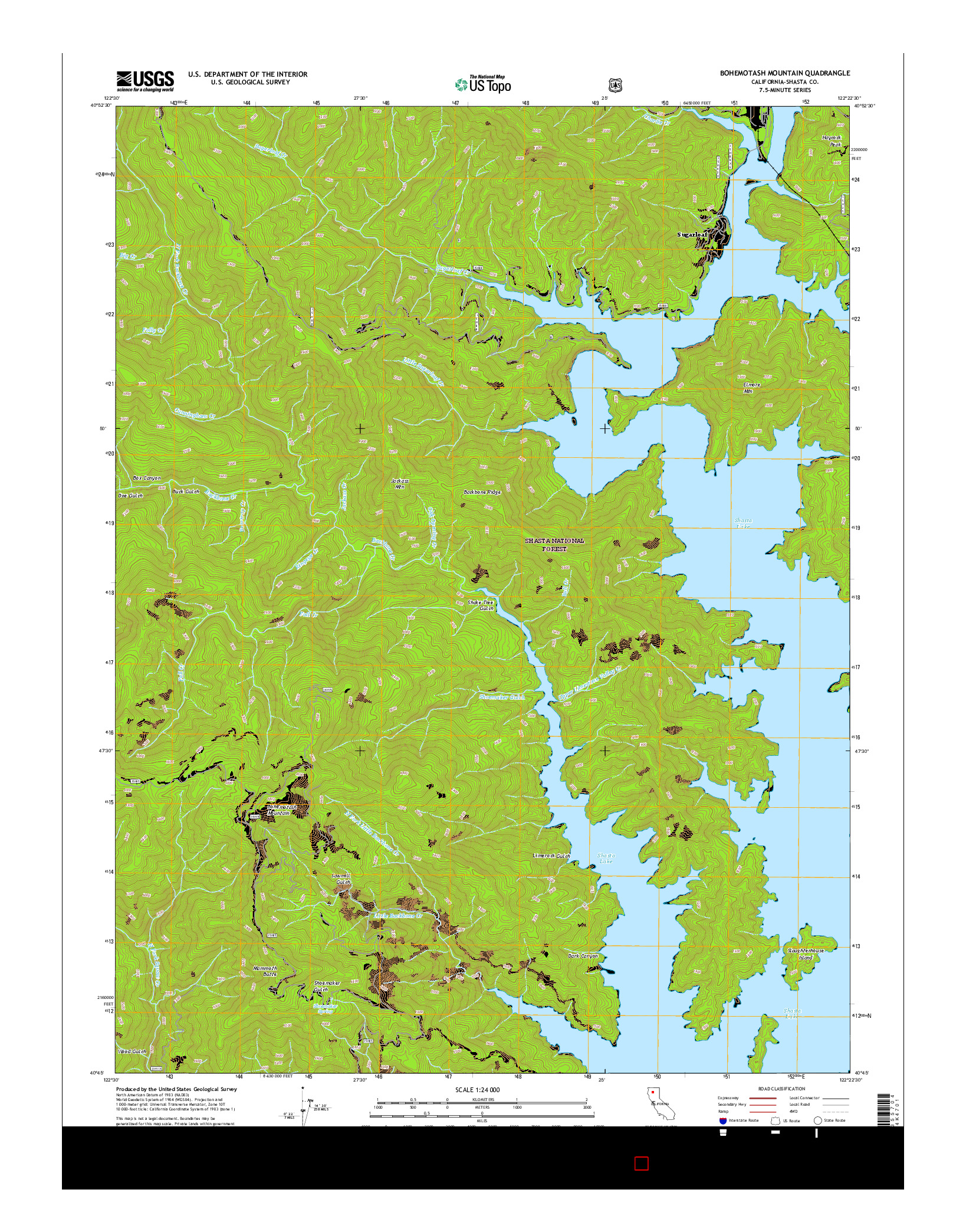 USGS US TOPO 7.5-MINUTE MAP FOR BOHEMOTASH MOUNTAIN, CA 2015
