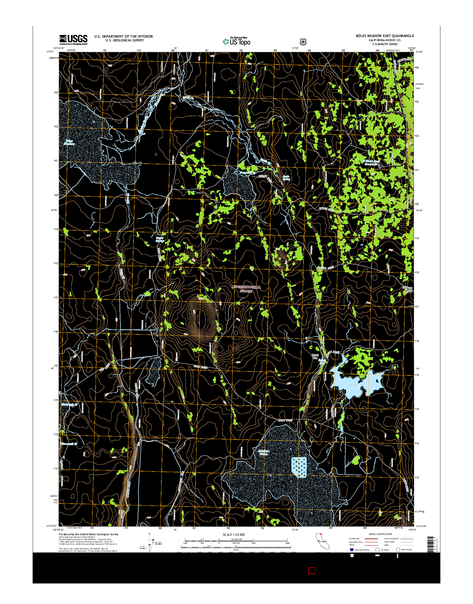 USGS US TOPO 7.5-MINUTE MAP FOR BOLES MEADOW EAST, CA 2015