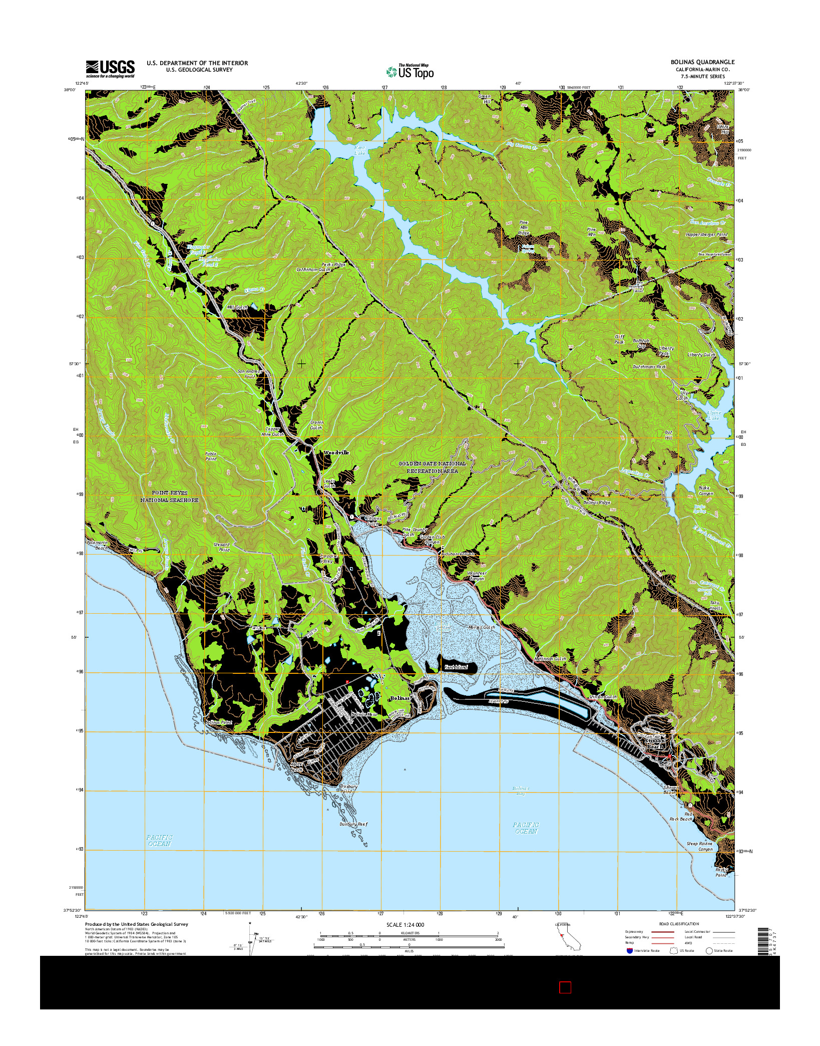 USGS US TOPO 7.5-MINUTE MAP FOR BOLINAS, CA 2015