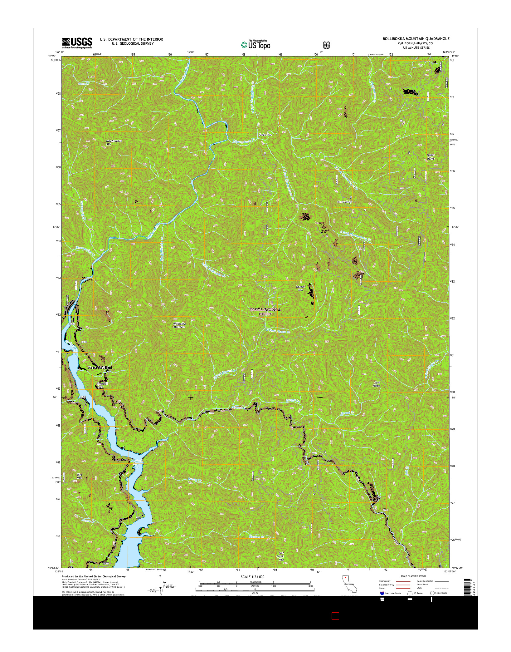 USGS US TOPO 7.5-MINUTE MAP FOR BOLLIBOKKA MOUNTAIN, CA 2015
