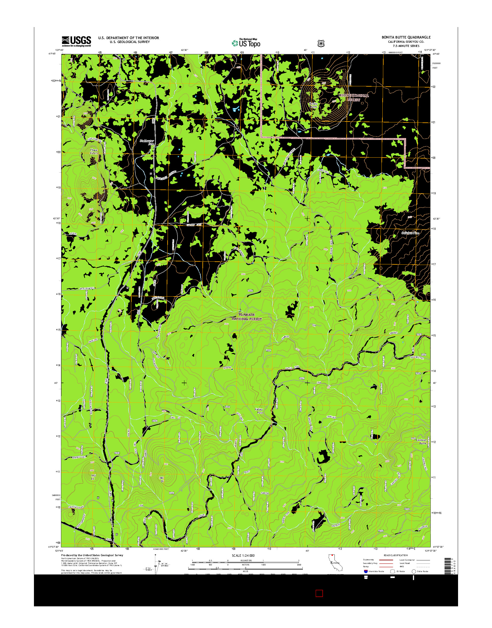 USGS US TOPO 7.5-MINUTE MAP FOR BONITA BUTTE, CA 2015