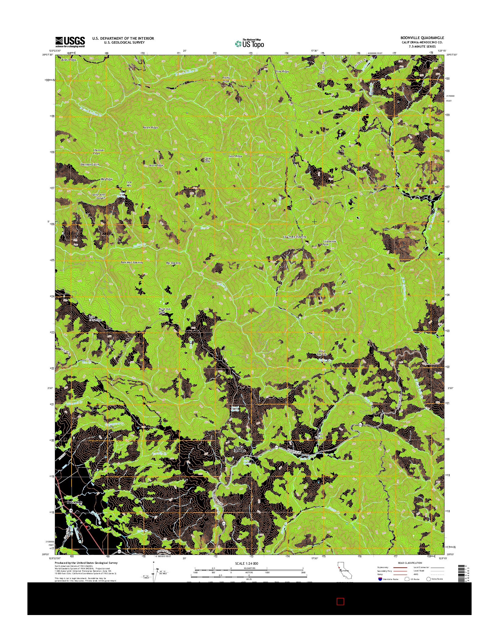 USGS US TOPO 7.5-MINUTE MAP FOR BOONVILLE, CA 2015