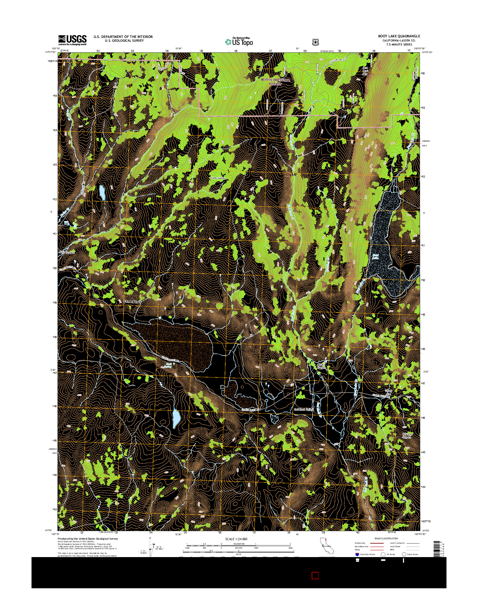 USGS US TOPO 7.5-MINUTE MAP FOR BOOT LAKE, CA 2015