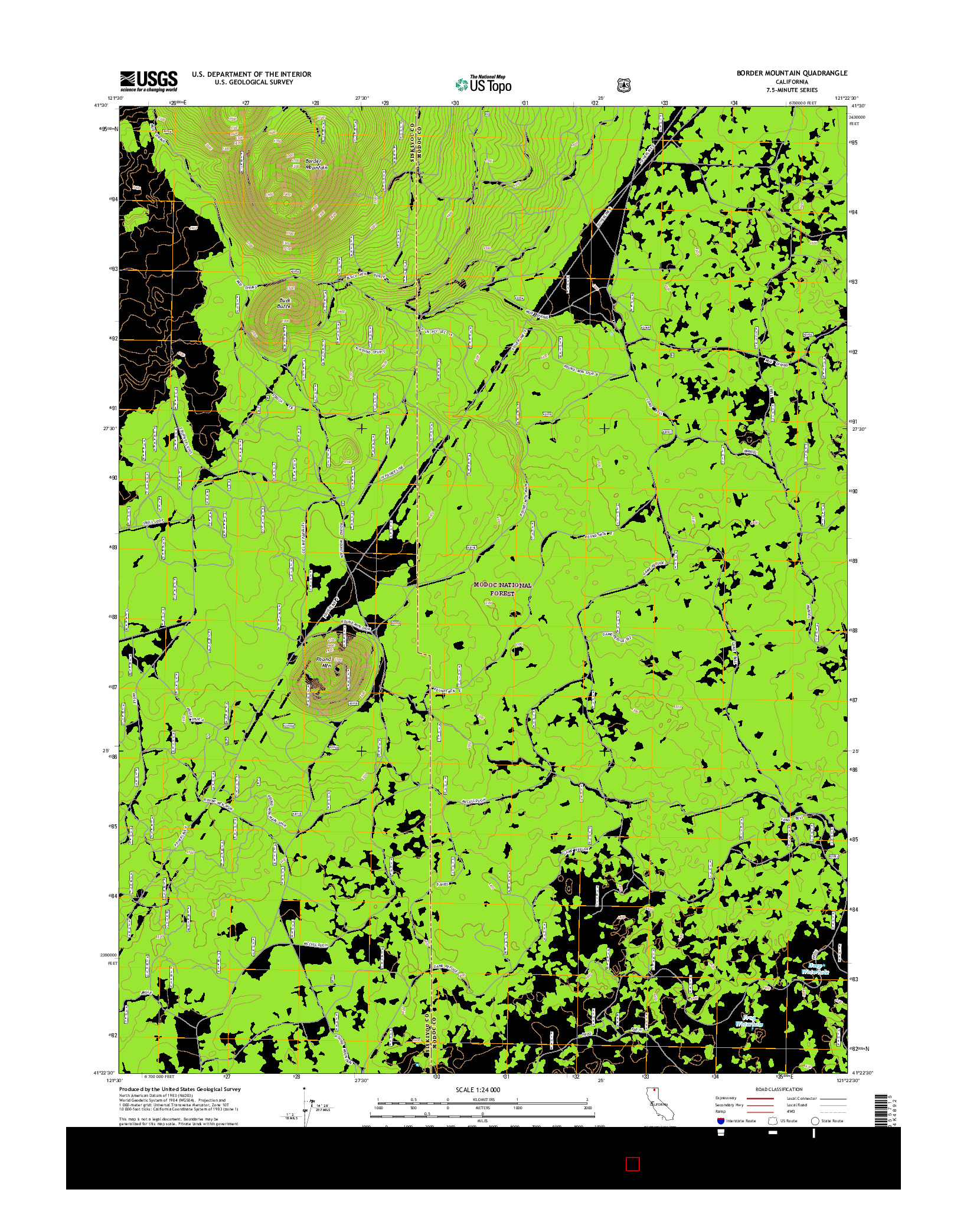 USGS US TOPO 7.5-MINUTE MAP FOR BORDER MOUNTAIN, CA 2015