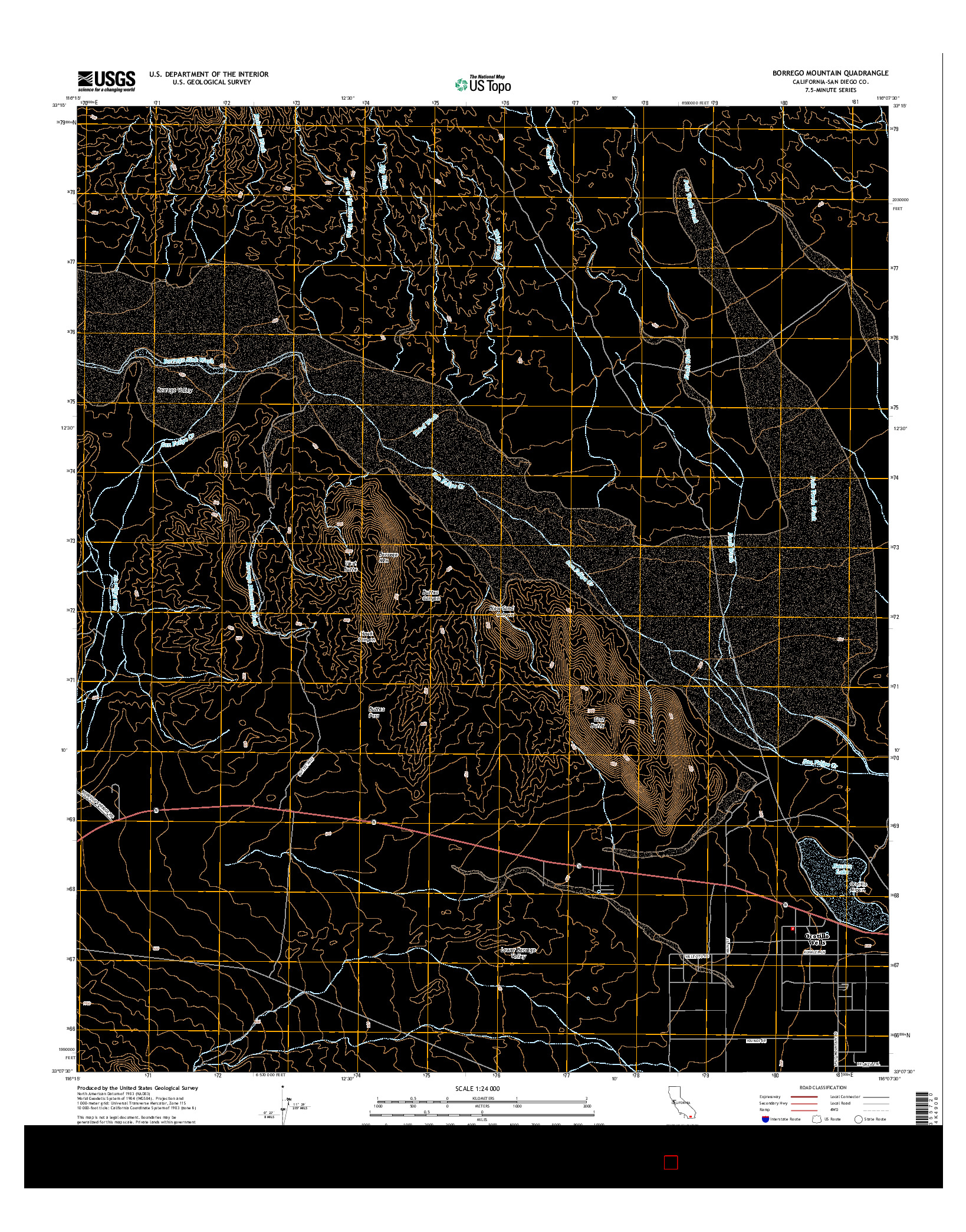 USGS US TOPO 7.5-MINUTE MAP FOR BORREGO MOUNTAIN, CA 2015