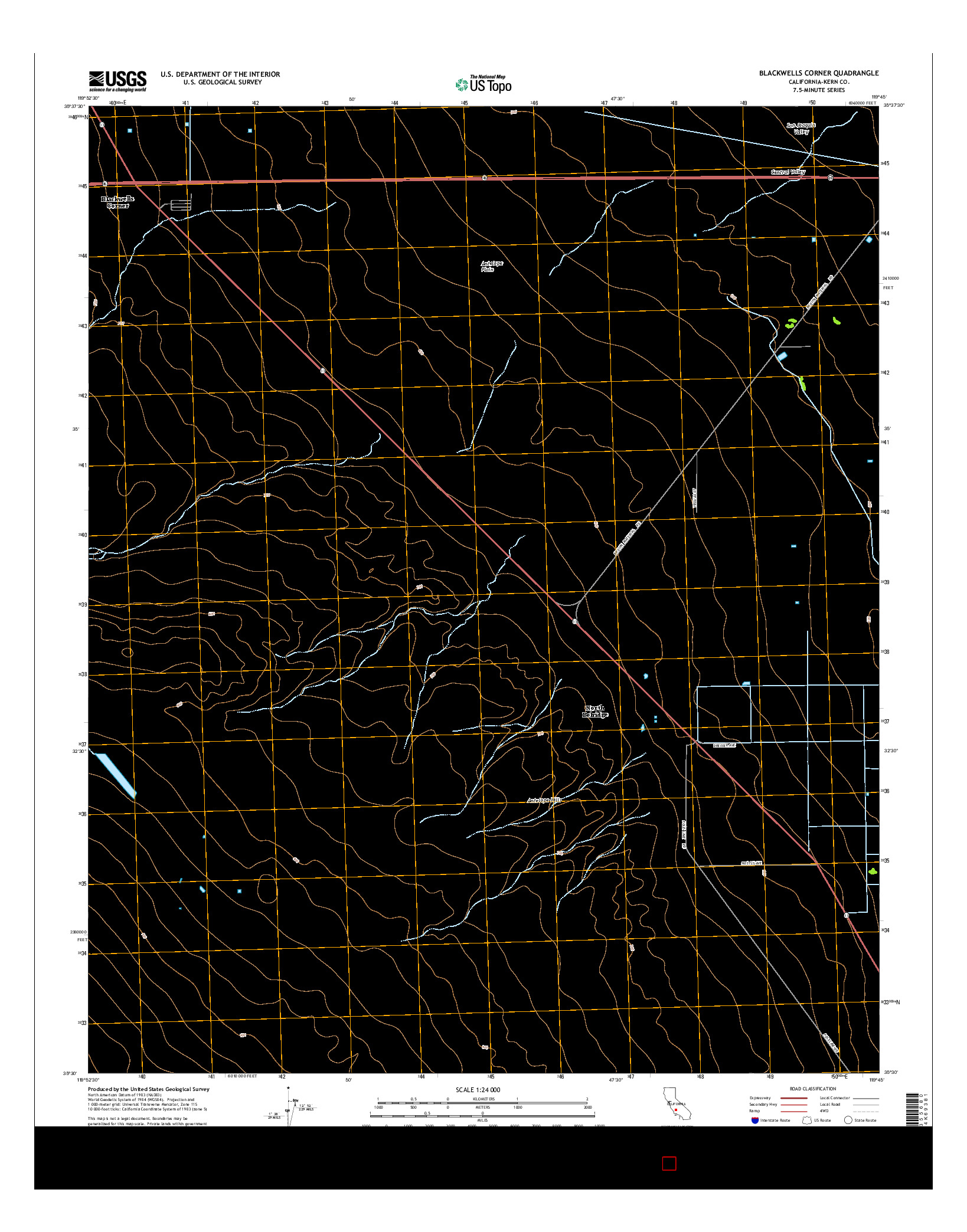 USGS US TOPO 7.5-MINUTE MAP FOR BLACKWELLS CORNER, CA 2015