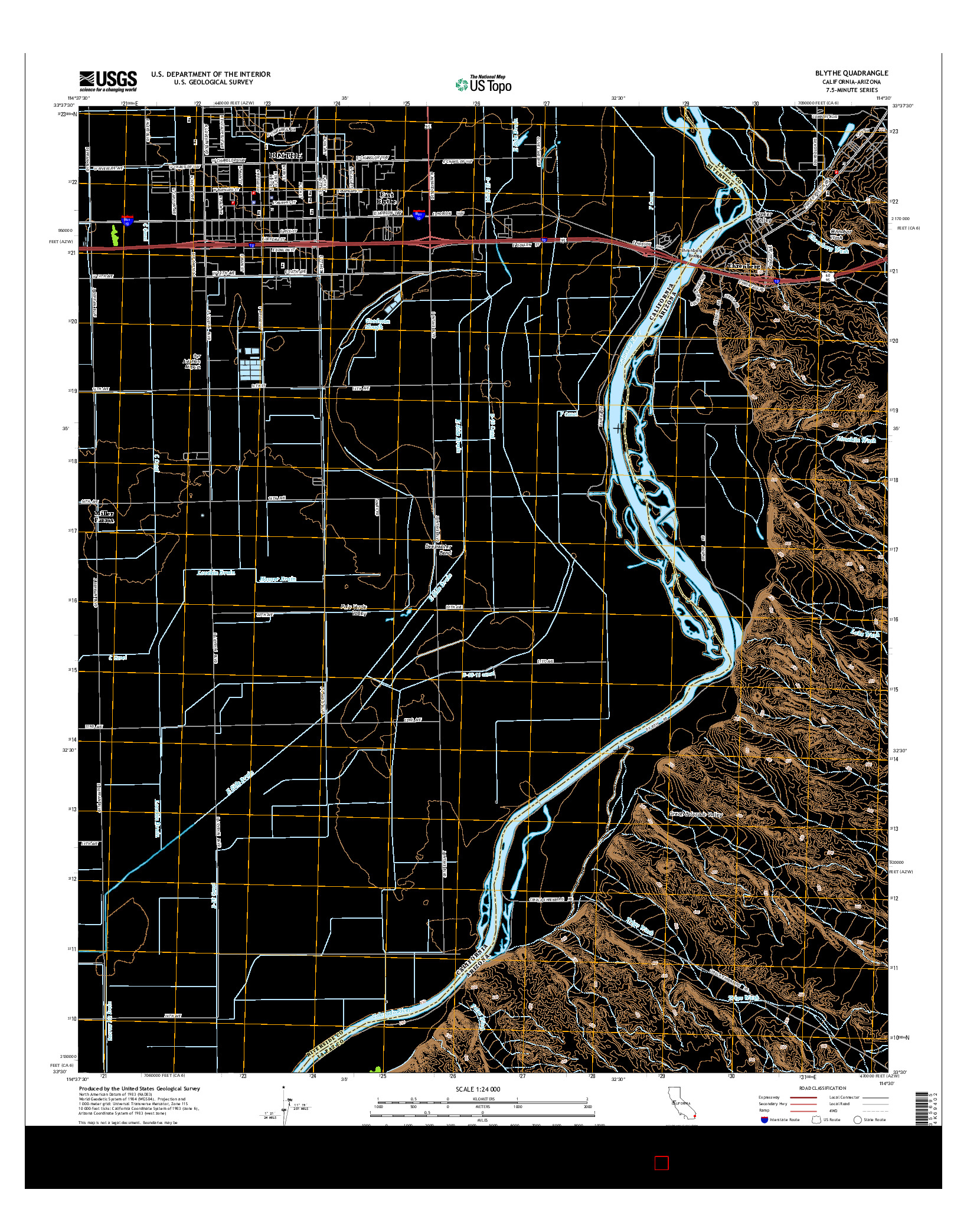 USGS US TOPO 7.5-MINUTE MAP FOR BLYTHE, CA-AZ 2015