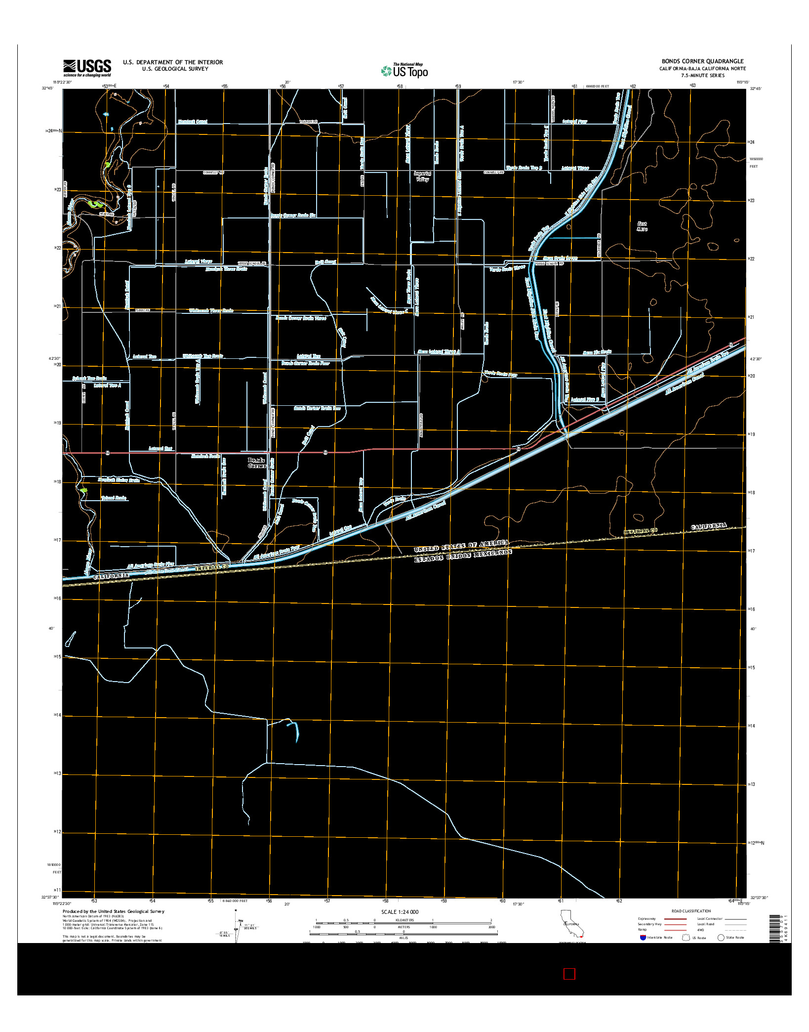 USGS US TOPO 7.5-MINUTE MAP FOR BONDS CORNER, CA-BCN 2015