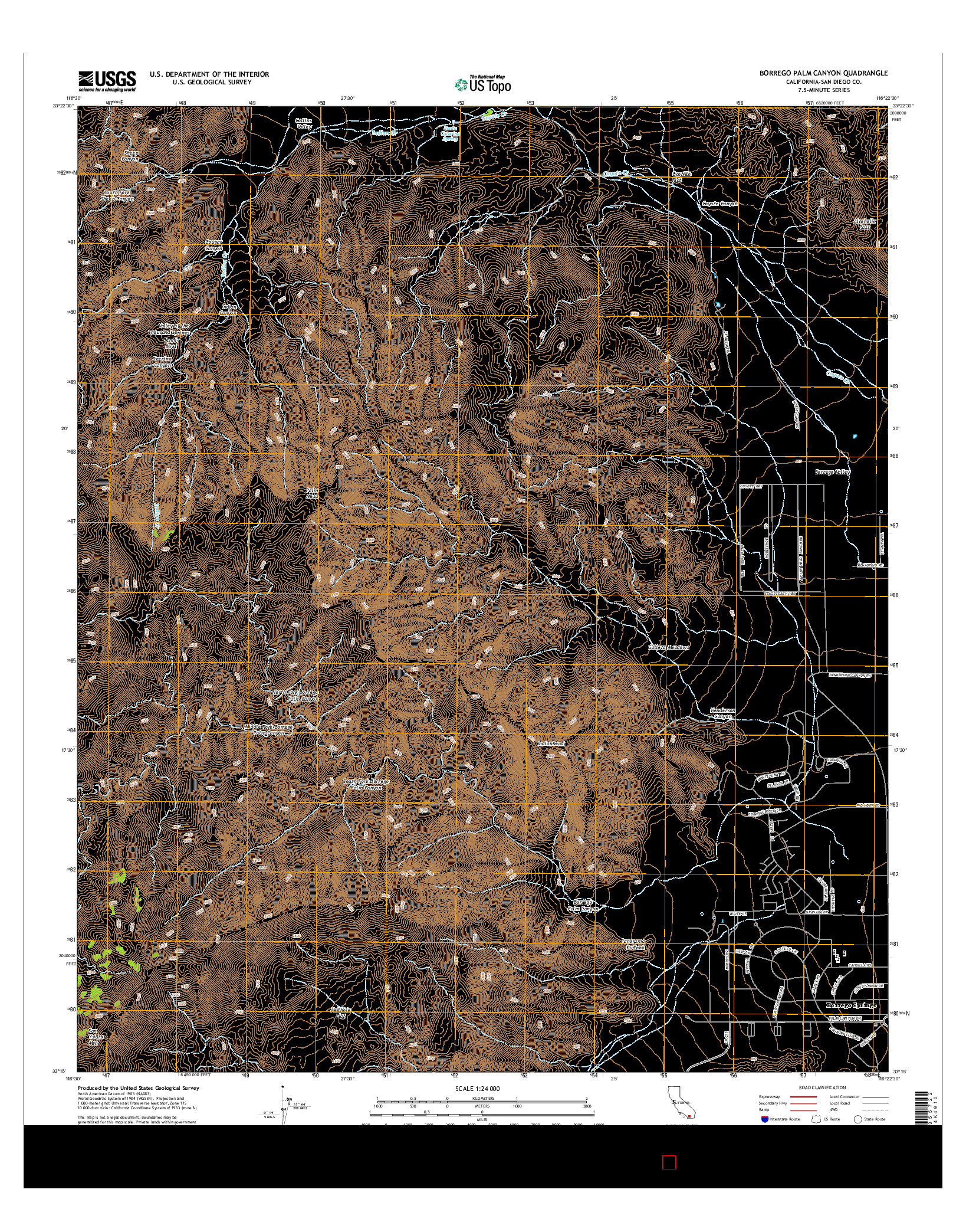 USGS US TOPO 7.5-MINUTE MAP FOR BORREGO PALM CANYON, CA 2015