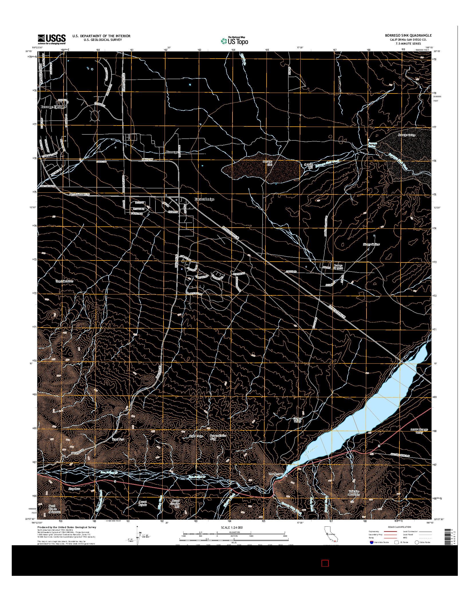 USGS US TOPO 7.5-MINUTE MAP FOR BORREGO SINK, CA 2015